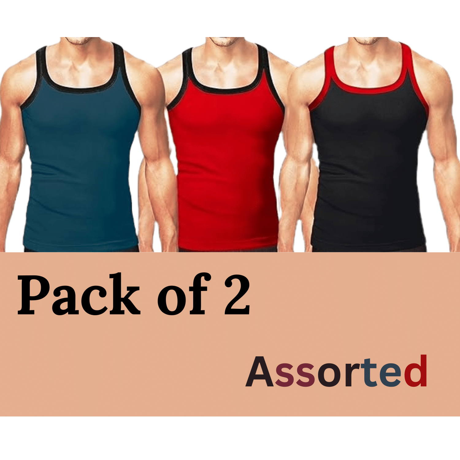     			Trust Jone Shop Pack of 2 Cotton Gym Vest For Men ( Multicolor )