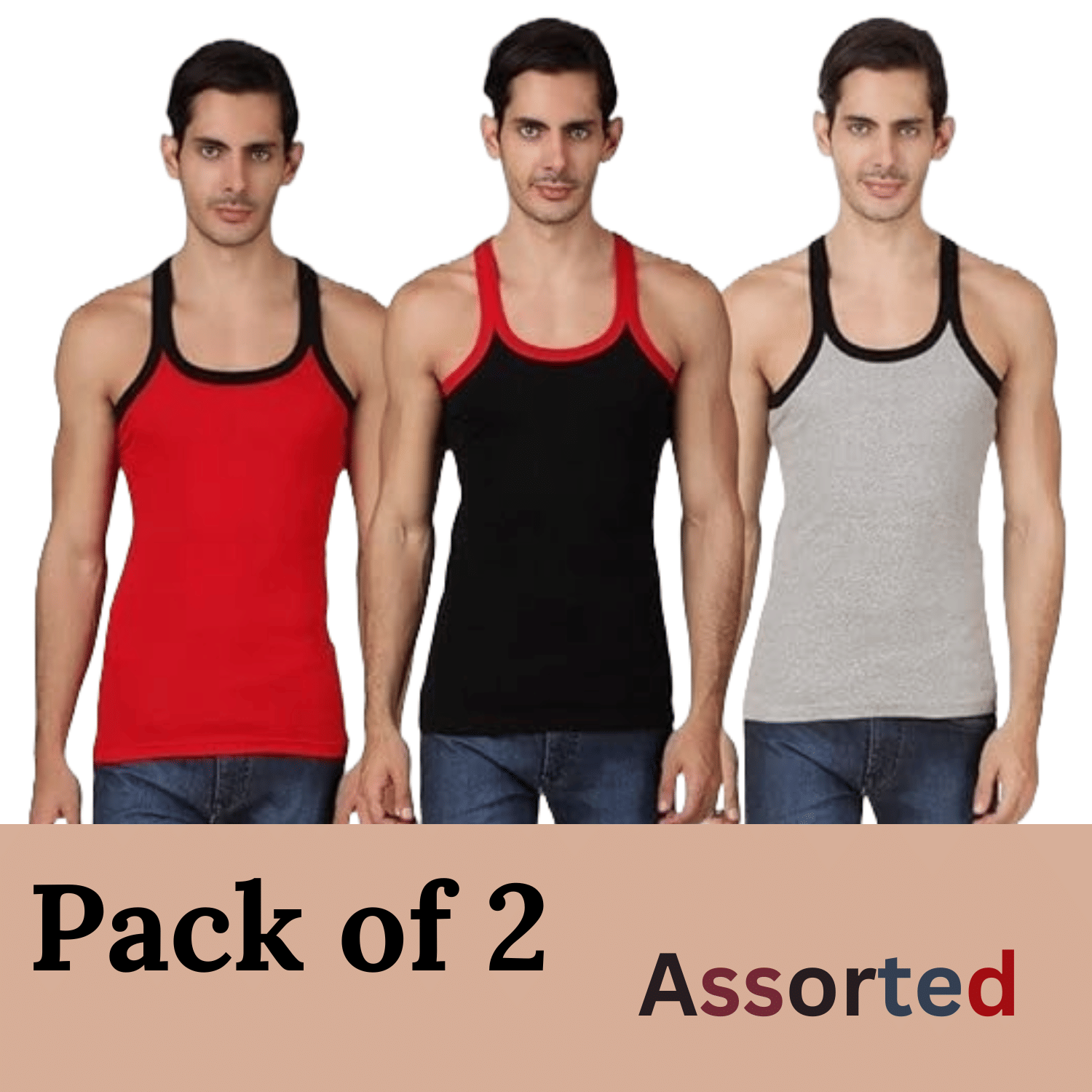     			Trust Jone Shop Pack of 2 Cotton Gym Vest For Men ( Multicolor )