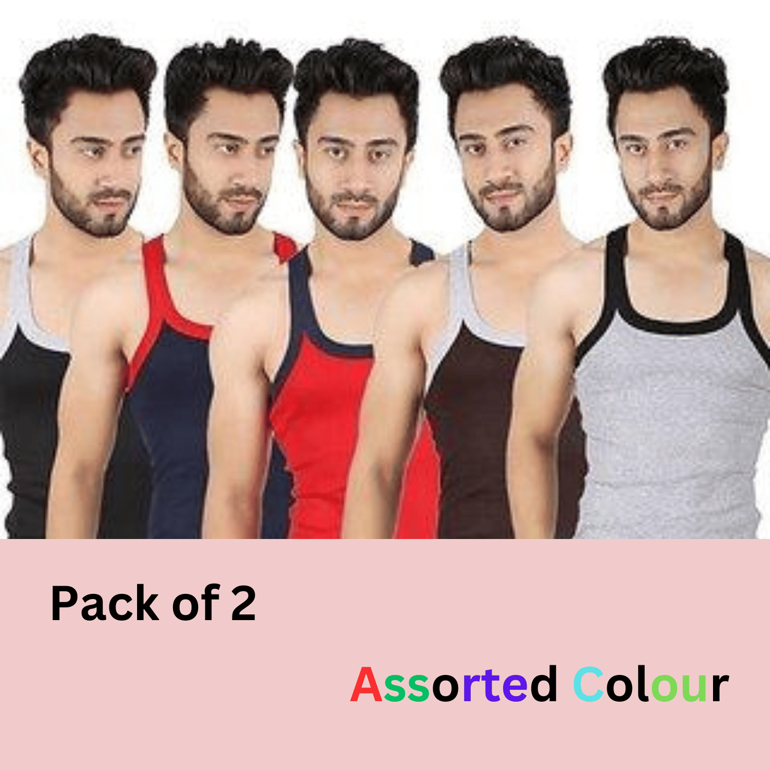     			Trust Jone Shop Pack of 2 Cotton Gym Vest For Men ( Multicolor )