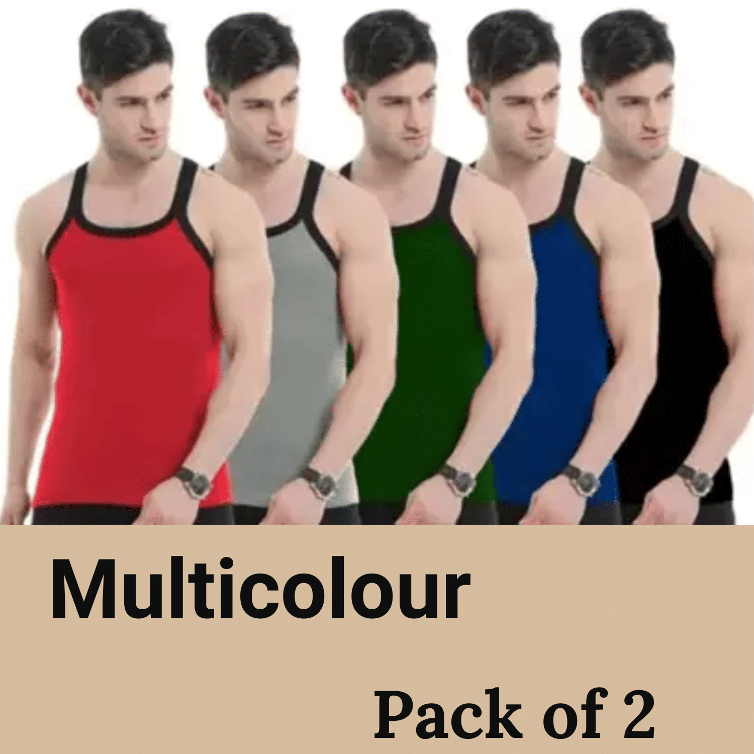     			Trust Jone Shop Pack of 2 Cotton Gym Vest For Men ( Multicolor )