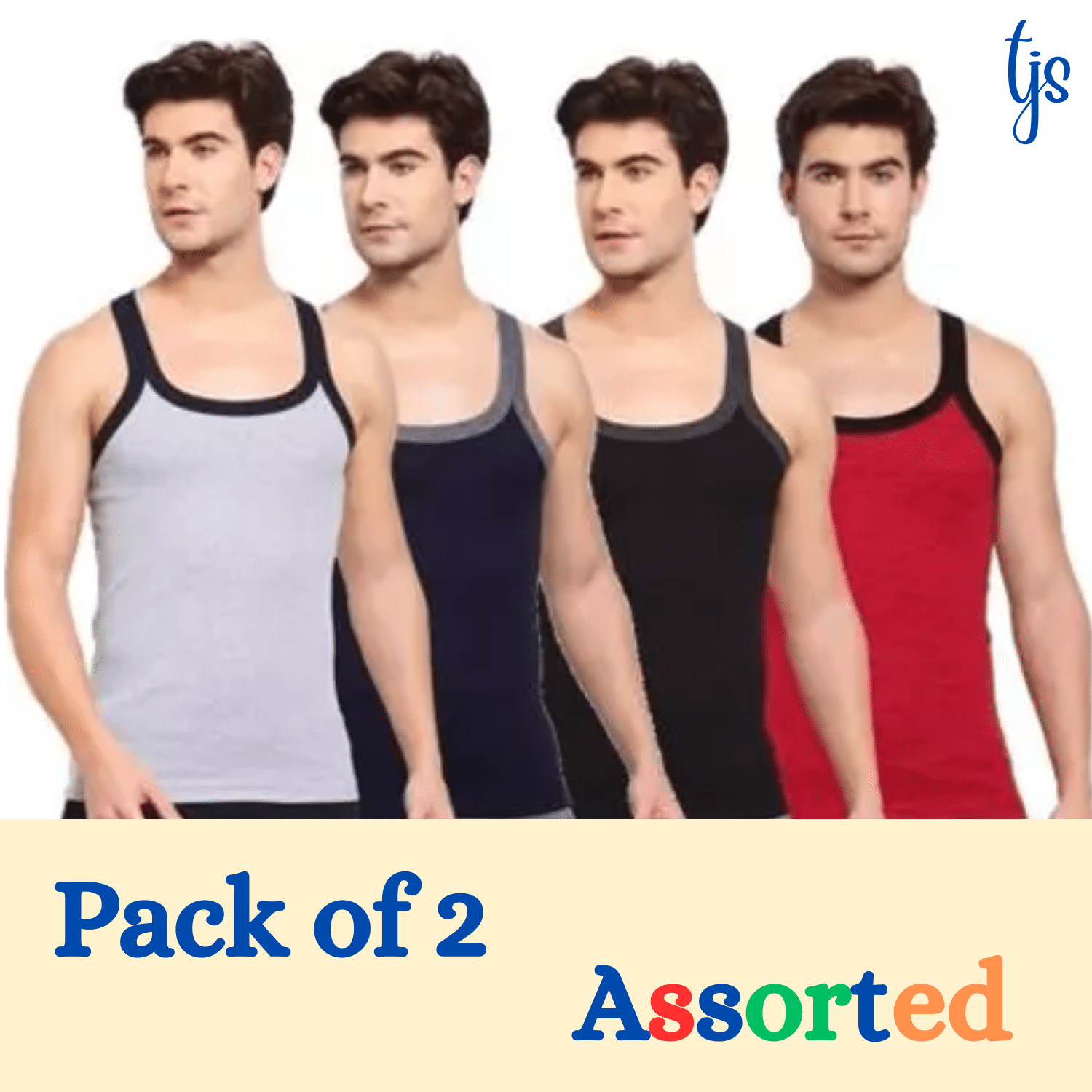     			Trust Jone Shop Pack of 2 Cotton Gym Vest For Men ( Multicolor )