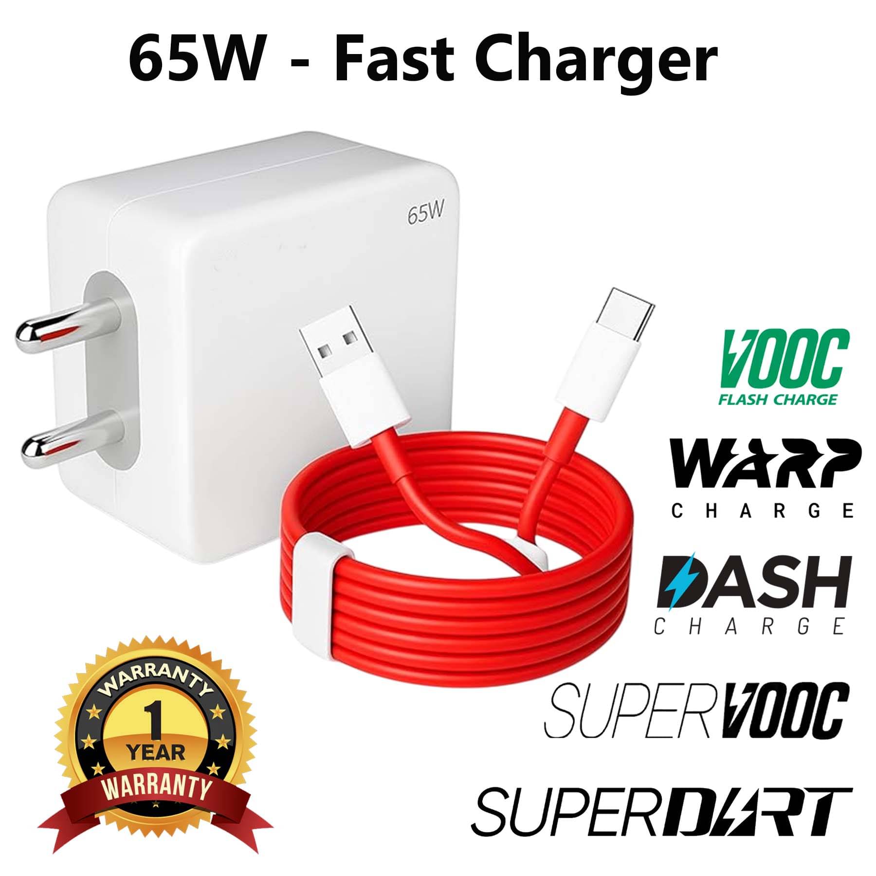     			U7 65 W Super Fast Charger, USB 6A Wall Charger, Mobile Charger for Compatible Android Devides