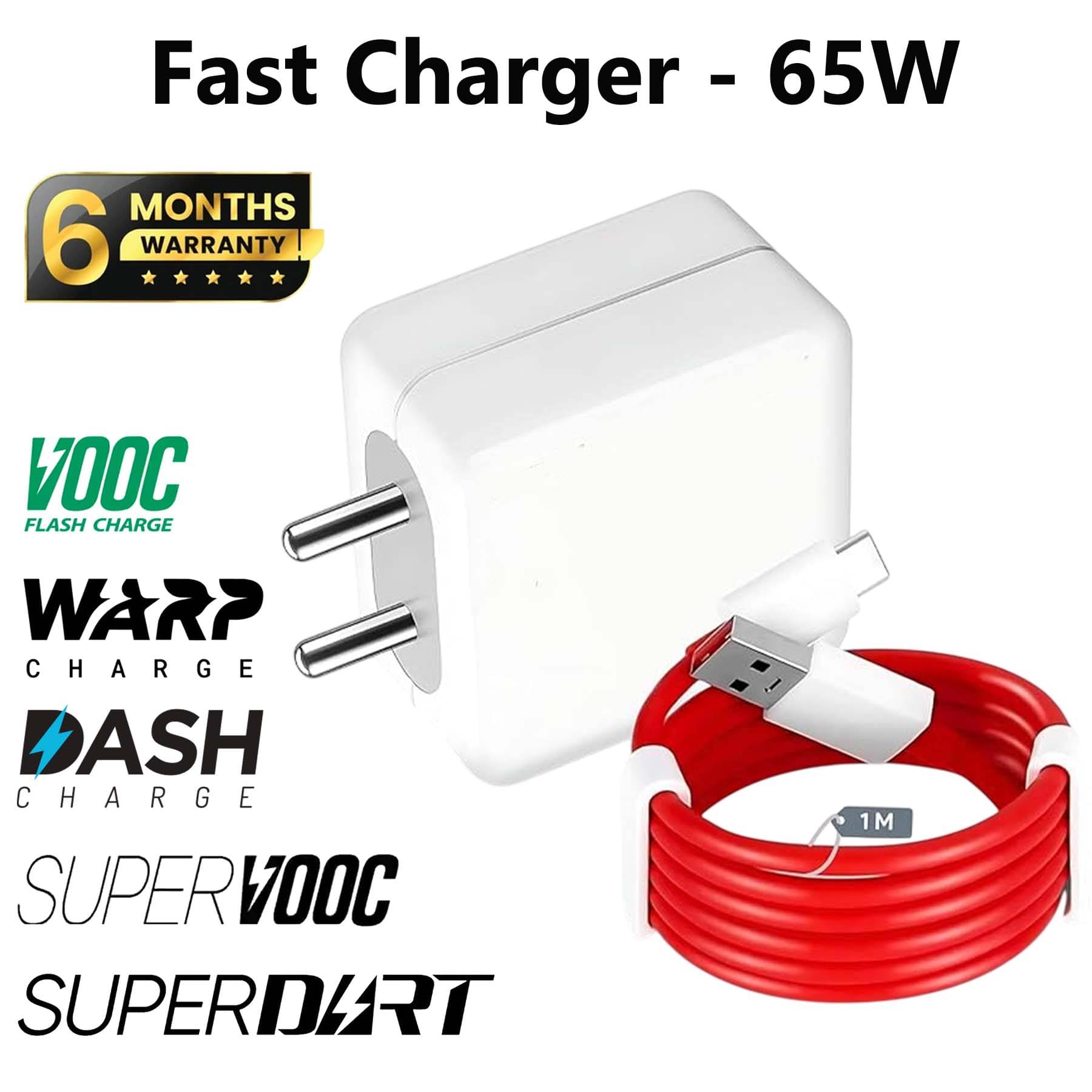     			U7 65 W Wall Charger, 6A Fast Charger for Android & IOS Devices, Mobile/Tablet Charger