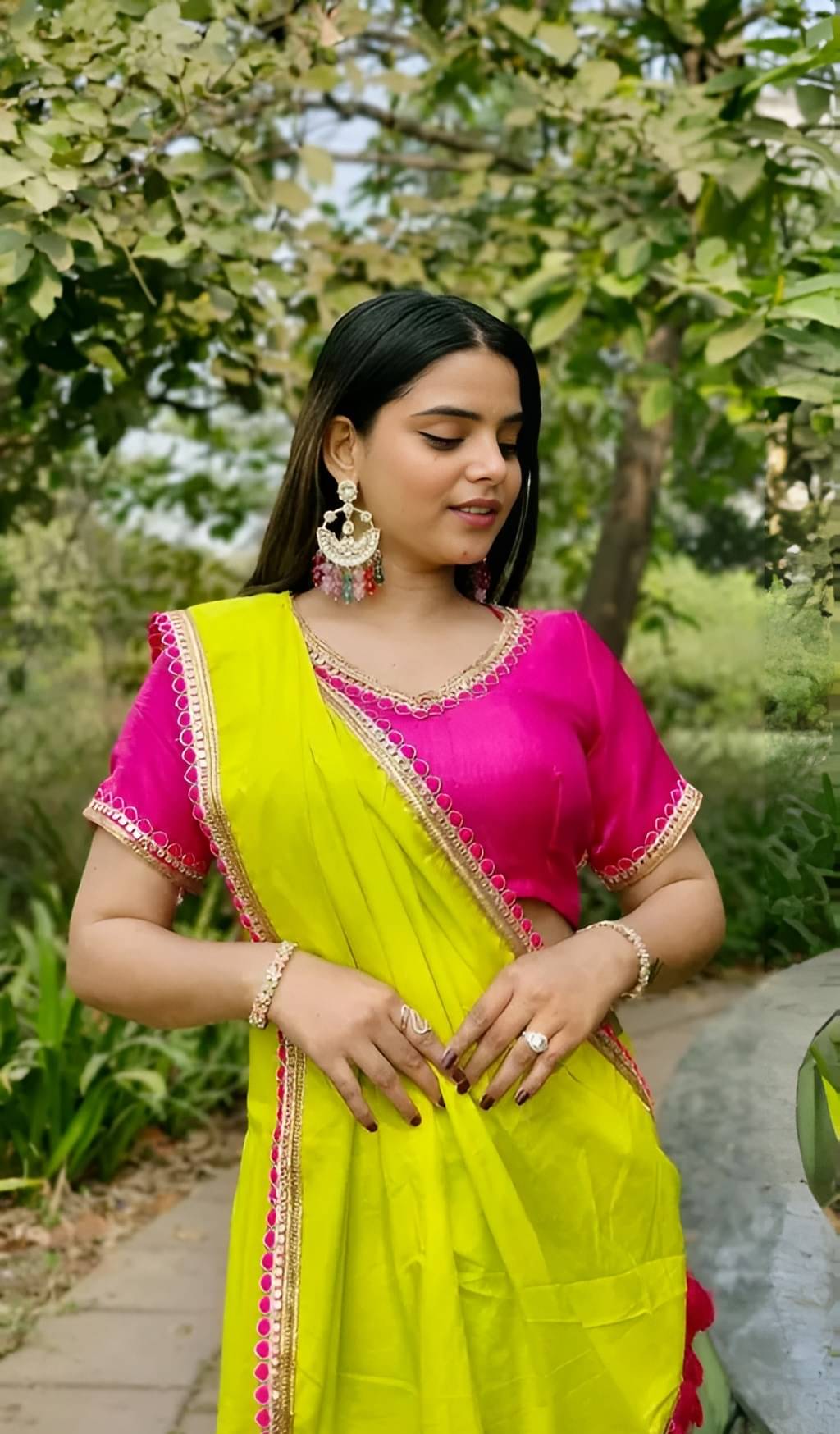 V FANCY Georgette Solid Kanjeevaram Sarees With Stitched Blouse ( Green ) V FANCY Georgette Solid Kanjeevaram Sarees With Stitched Blouse ( Green )