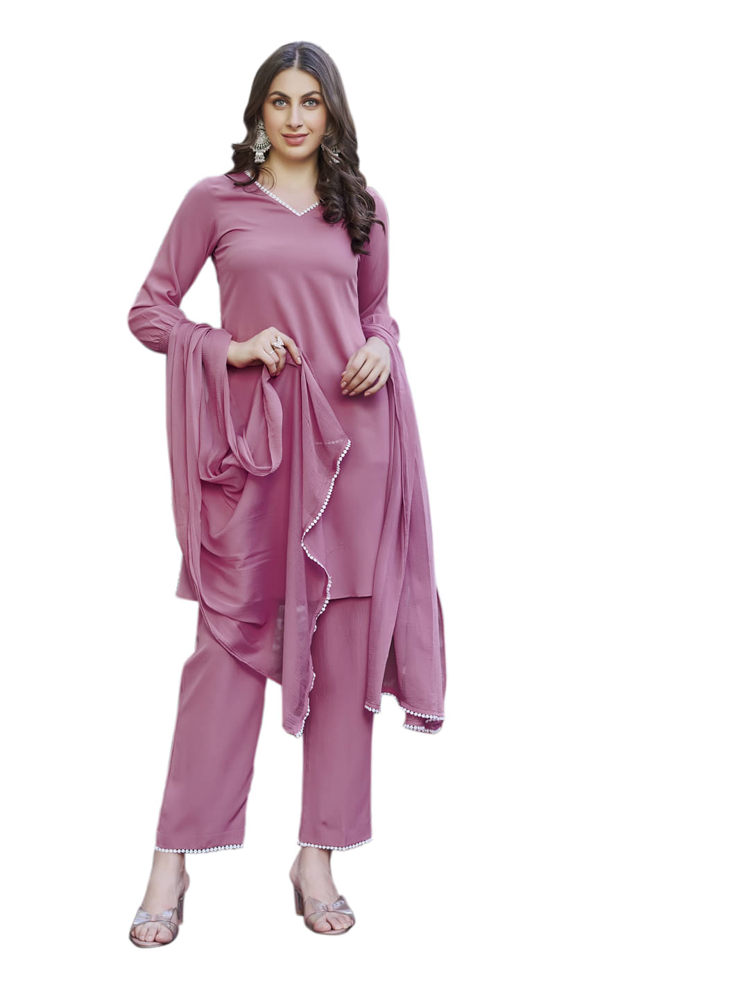    			VIBE VISION Women Silk Self Design Straight Kurti With Pants ( Pink )