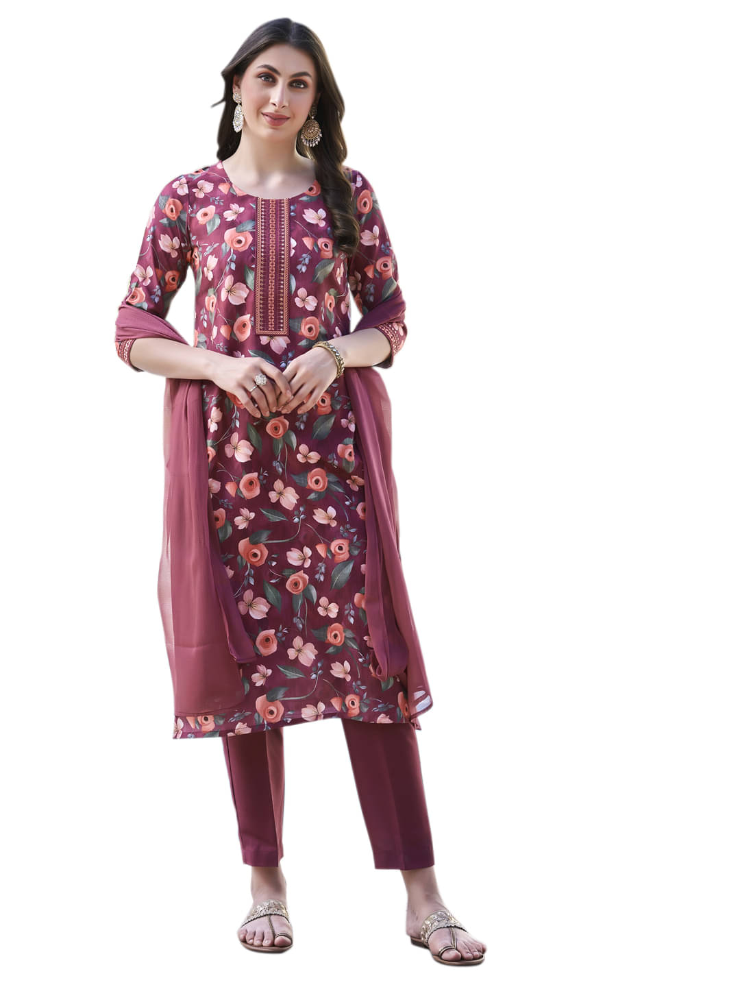 VIBE VISION Women Viscose Self Design Straight Kurti With Pants ( Mauve ) VIBE VISION Women Viscose Self Design Straight Kurti With Pants ( Mauve )