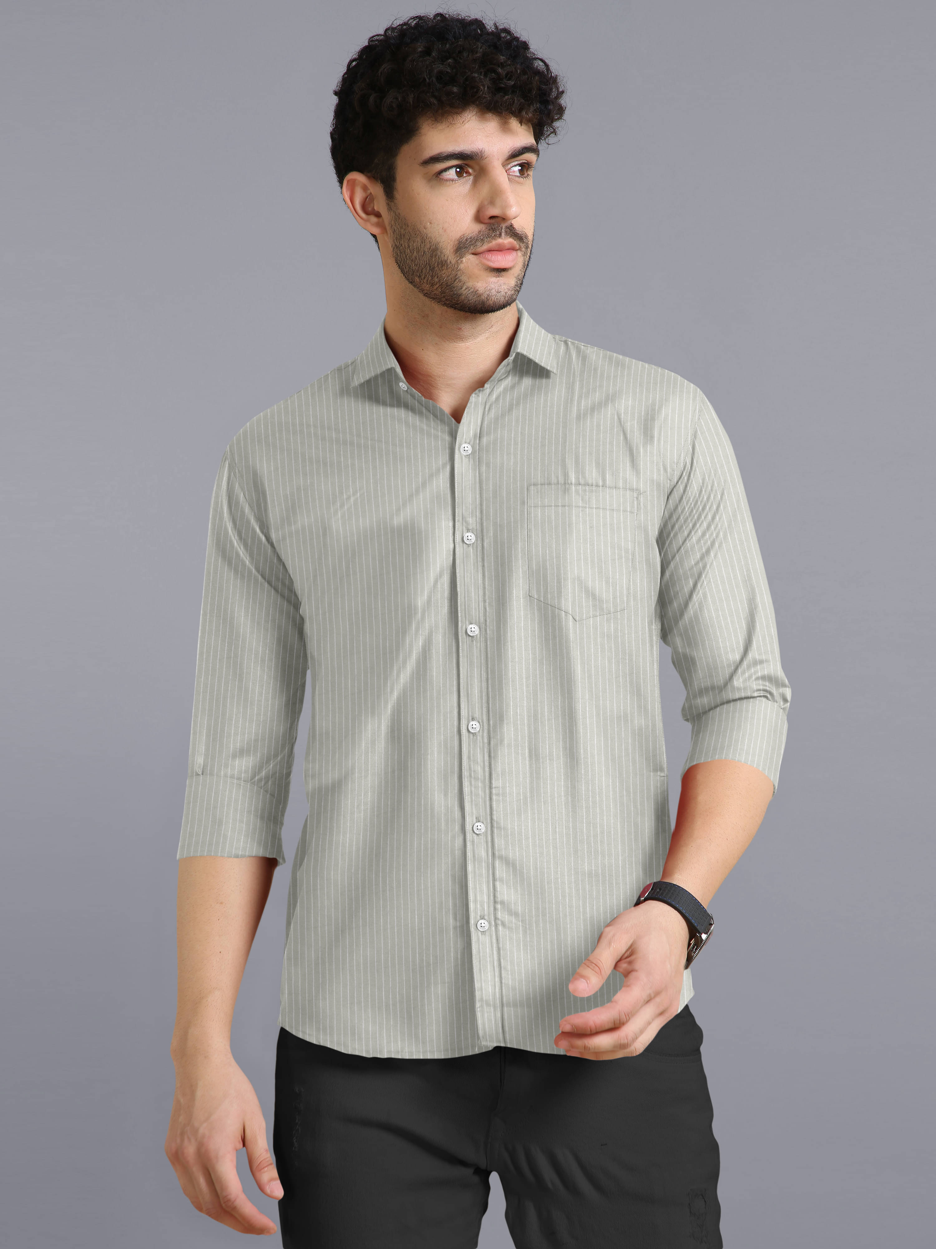 VTEXX Cotton Blend Regular Fit Striped Full Sleeves Men's Casual Shirt - Mint Green ( Pack of 1 )     			VTEXX Cotton Blend Regular Fit Striped Full Sleeves Men's Casual Shirt - Mint Green ( Pack of 1 )
