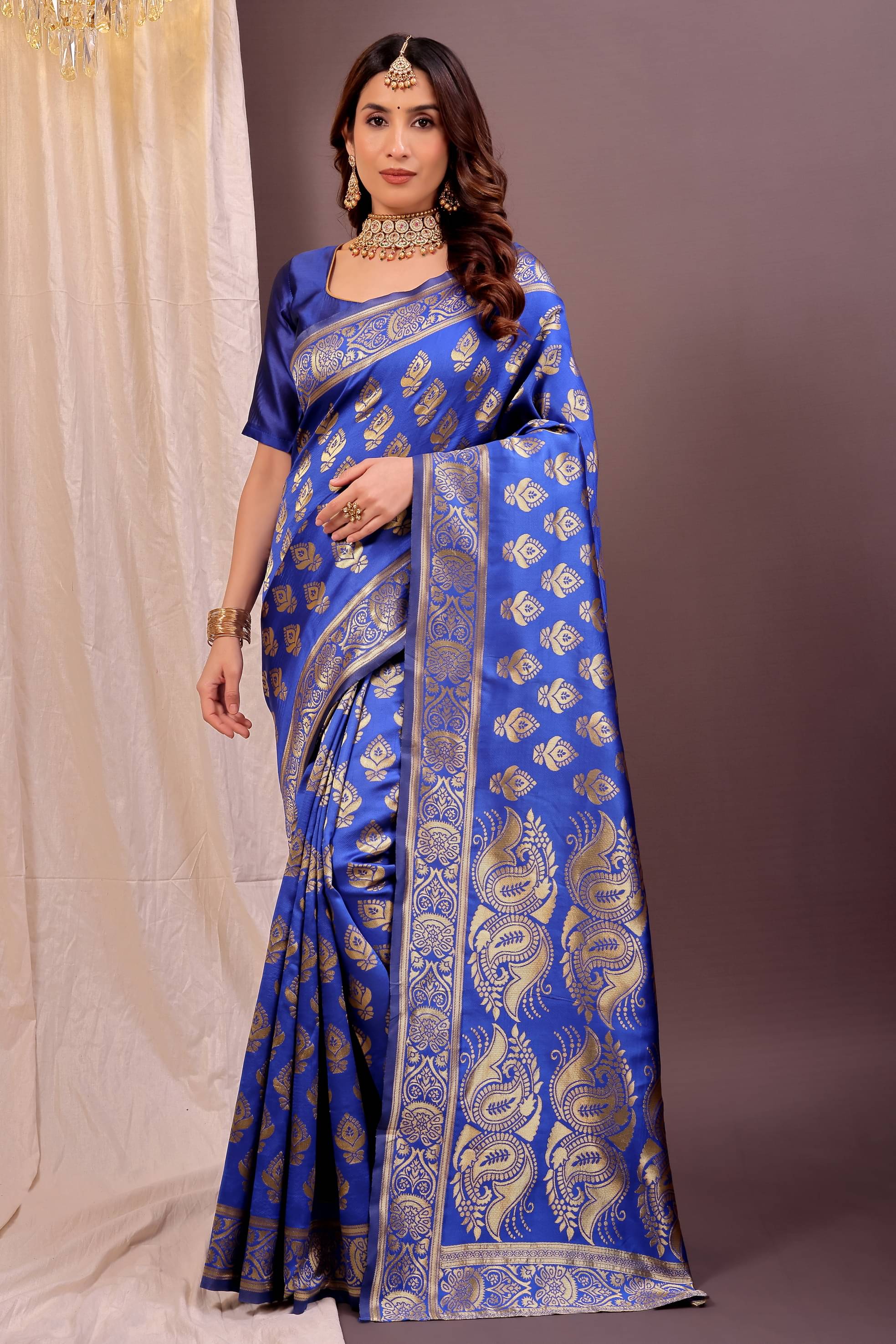 Vkaran Art Silk Solid Saree With Unstitched Blouse Piece ( Blue ) Vkaran Art Silk Solid Saree With Unstitched Blouse Piece ( Blue )