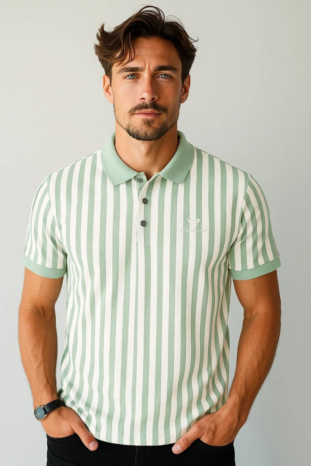 WILD ELEPHANT Men Polyester Regular Fit Striped Polo T Shirt ( Green ) WILD ELEPHANT Men Polyester Regular Fit Striped Polo T Shirt ( Green )