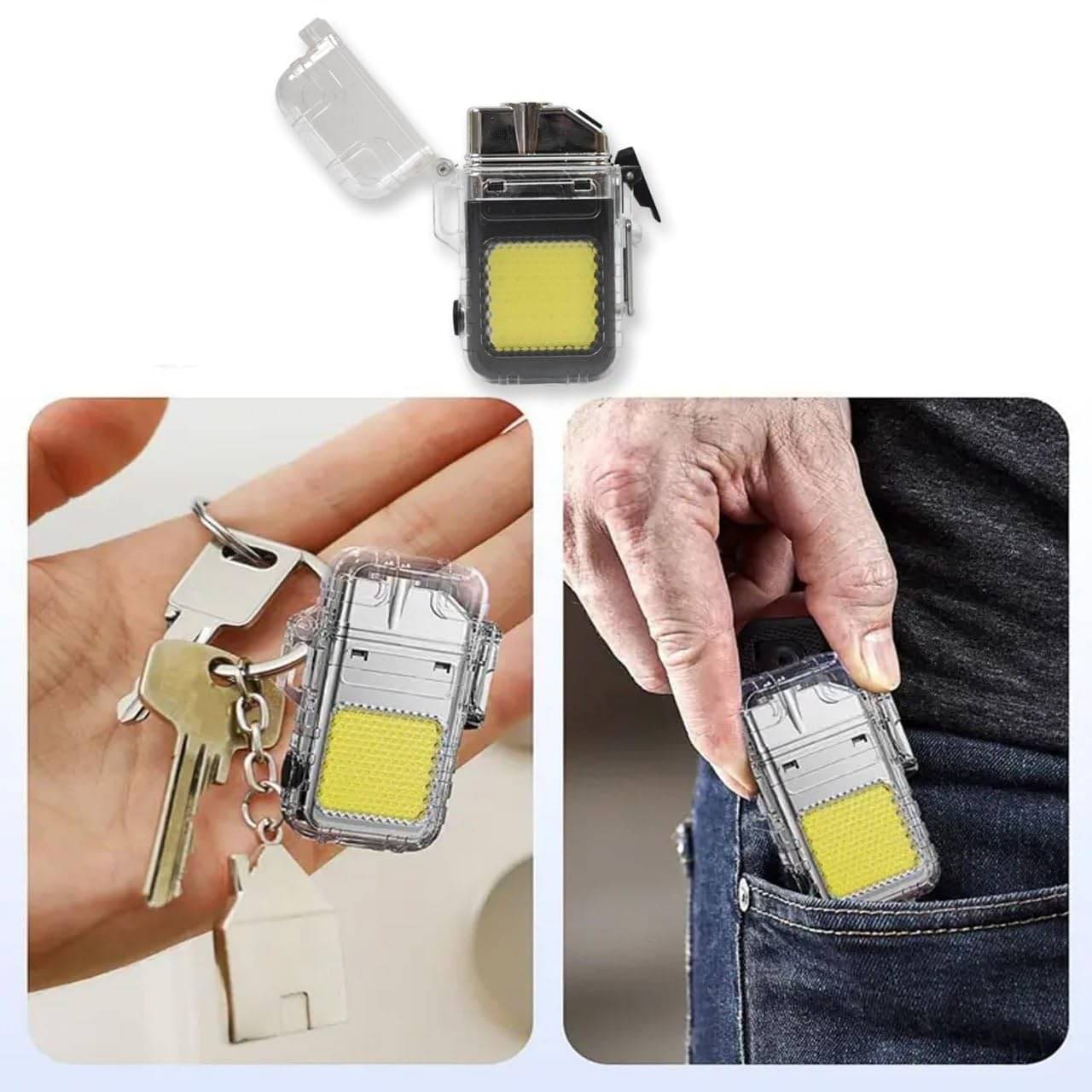 Waterproof Portable Mini LED Flashlight Lighter Keychain Light Transparent Acrylic Cigarette Lighter ( Pack of 1 ) Waterproof Portable Mini LED Flashlight Lighter Keychain Light Transparent Acrylic Cigarette Lighter ( Pack of 1 )
