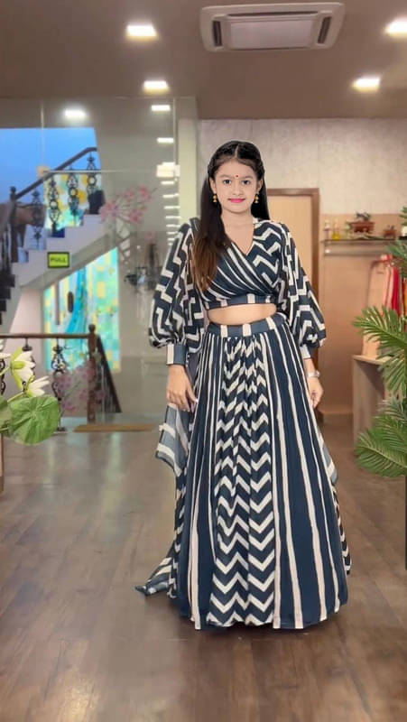     			piludi Georgette Lehenga Choli Set For Girls ( Pack of 1 , White )