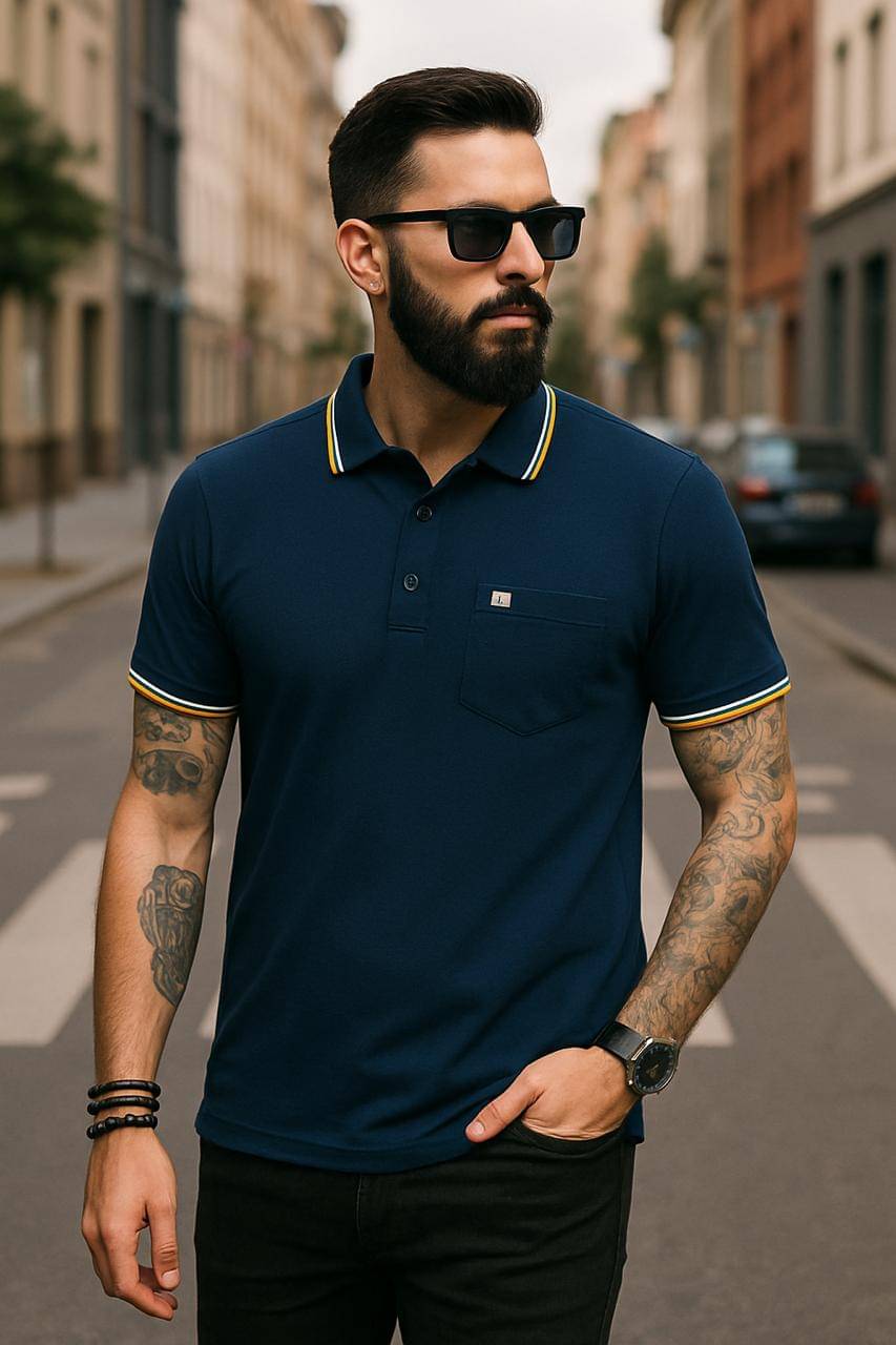 AUSTIN WOOD Men Cotton Blend Regular Fit Solid Polo T Shirt ( Dark Green )     			AUSTIN WOOD Men Cotton Blend Regular Fit Solid Polo T Shirt ( Dark Green )