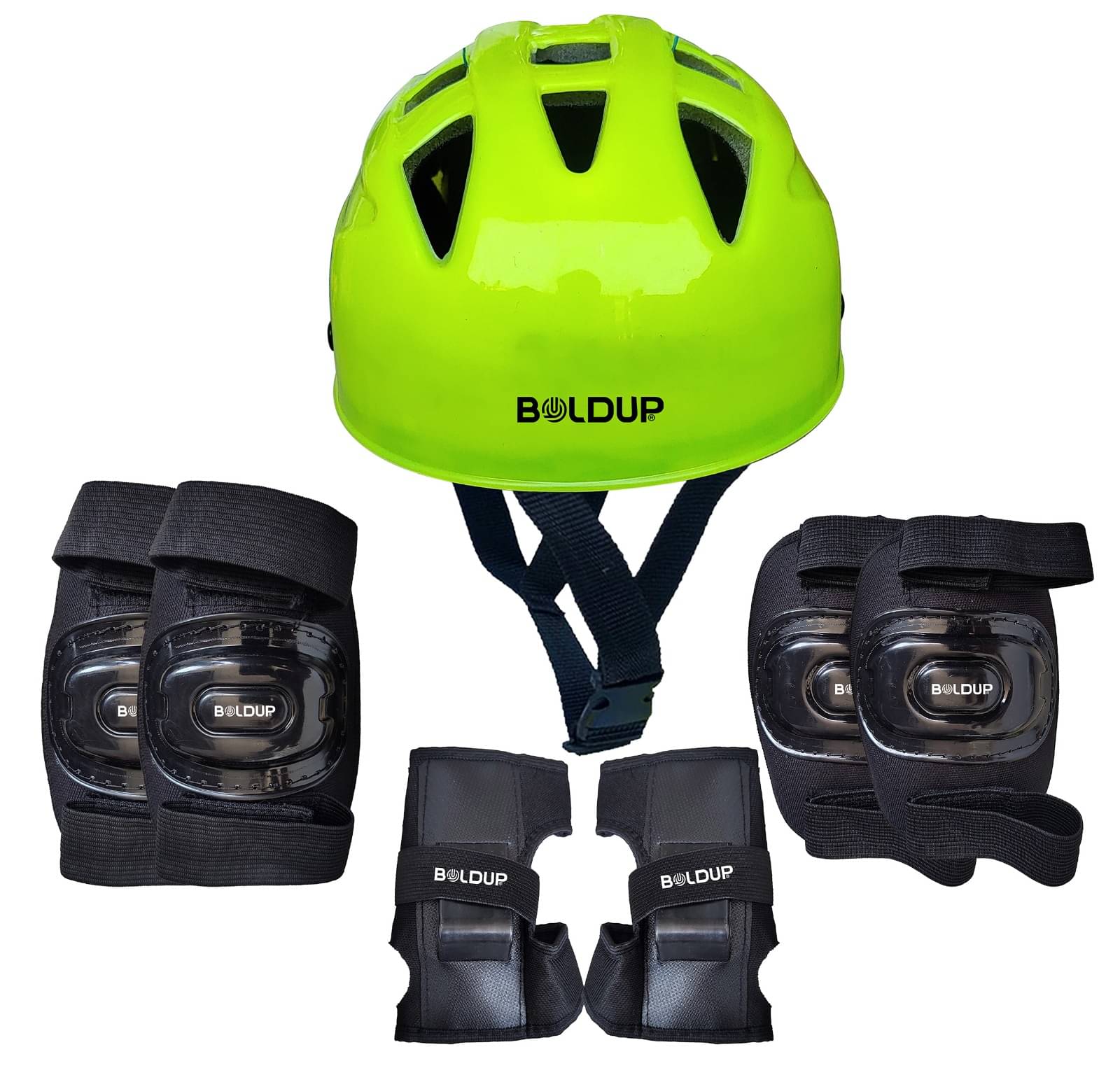 BOLDUP Skating Protective Kit For Men And Women HELMET Green BOLDUP Skating Protective Kit For Men And Women HELMET Green