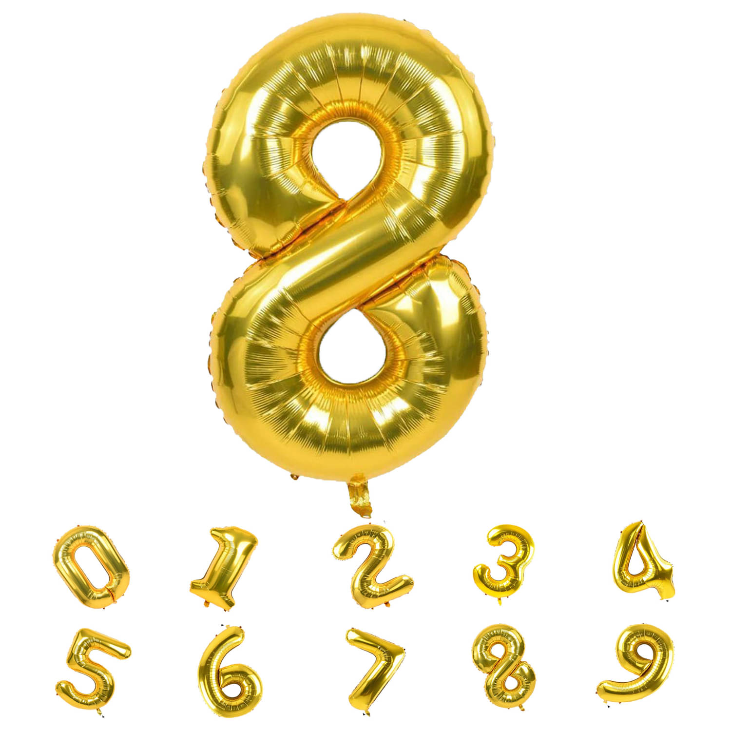     			Bubble Bells 32" Gold Number 8 Foil Balloon | Big Helium Balloon for Birthday, Party, Anniversary | Decoration for Kids, Boys, Girls, Adults