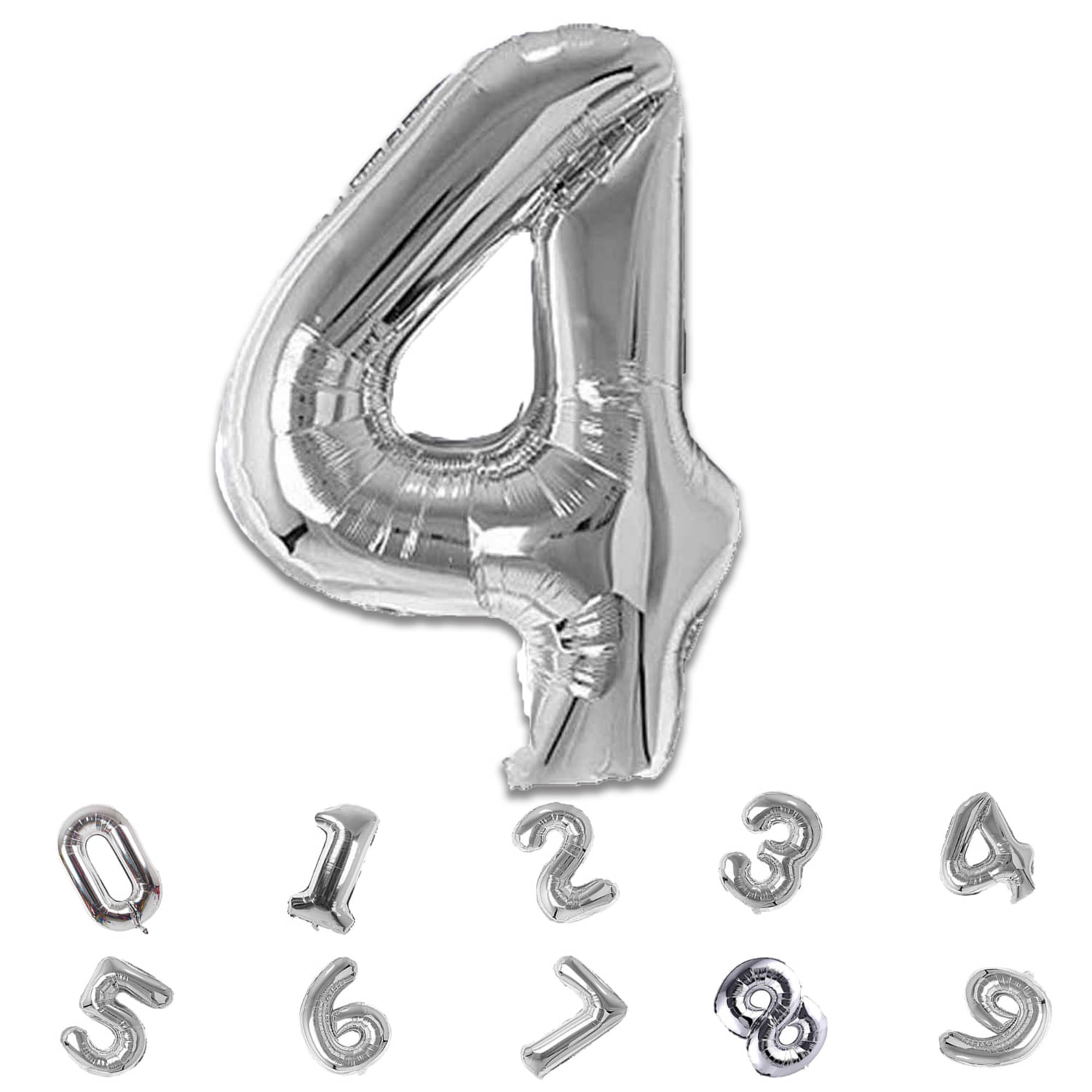     			Bubble Bells 32" Silver Number 4 Foil Balloon | Large Helium Party Balloon for Birthday, Anniversary, Wall Decoration