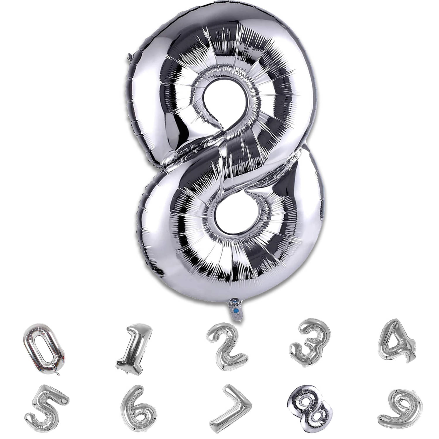 Bubble Bells 32" Silver Number 8 Foil Balloon | Large Helium Party Balloon for Birthday, Anniversary, Wall Decoration Bubble Bells 32" Silver Number 8 Foil Balloon | Large Helium Party Balloon for Birthday, Anniversary, Wall Decoration