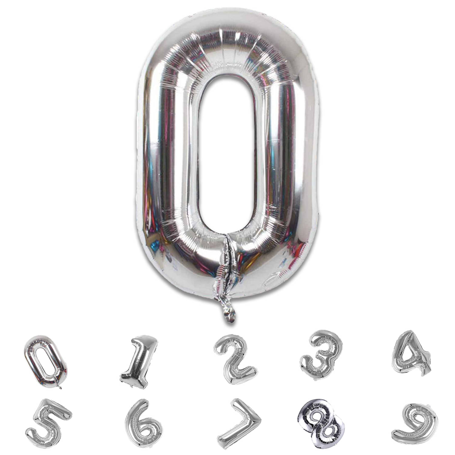     			Bubble Bells 32" Silver Number 0 Foil Balloon | Large Helium Party Balloon for Birthday, Anniversary, Wall Decoration