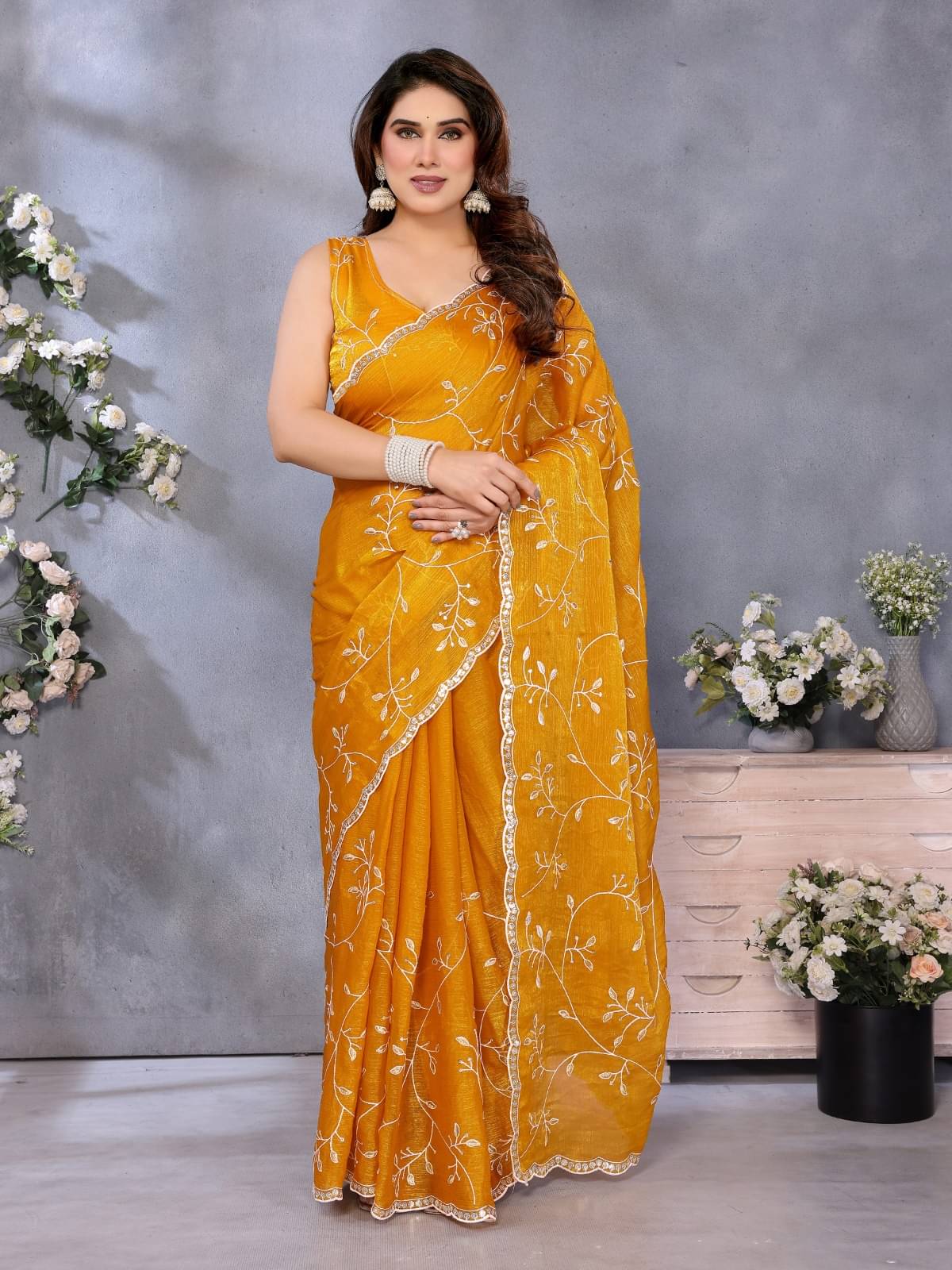 DIKONA DESIGNER Zimmy Choo Embroidered Kashmiri Kani Saree With Unstitched Blouse Piece ( Yellow ) DIKONA DESIGNER Zimmy Choo Embroidered Kashmiri Kani Saree With Unstitched Blouse Piece ( Yellow )
