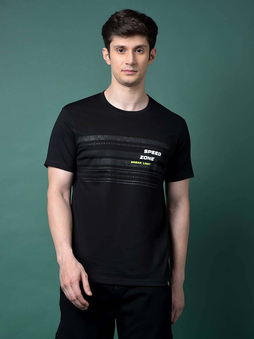     			Dollar Men Cotton Blend Regular Fit Printed T-Shirt ( Black )
