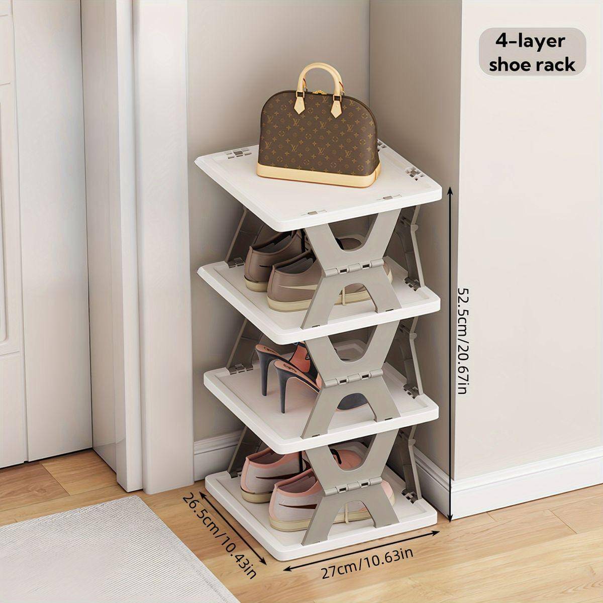     			Foldable Shoe Rack 4 Layer Portabla Storage Organizer For Home & Office