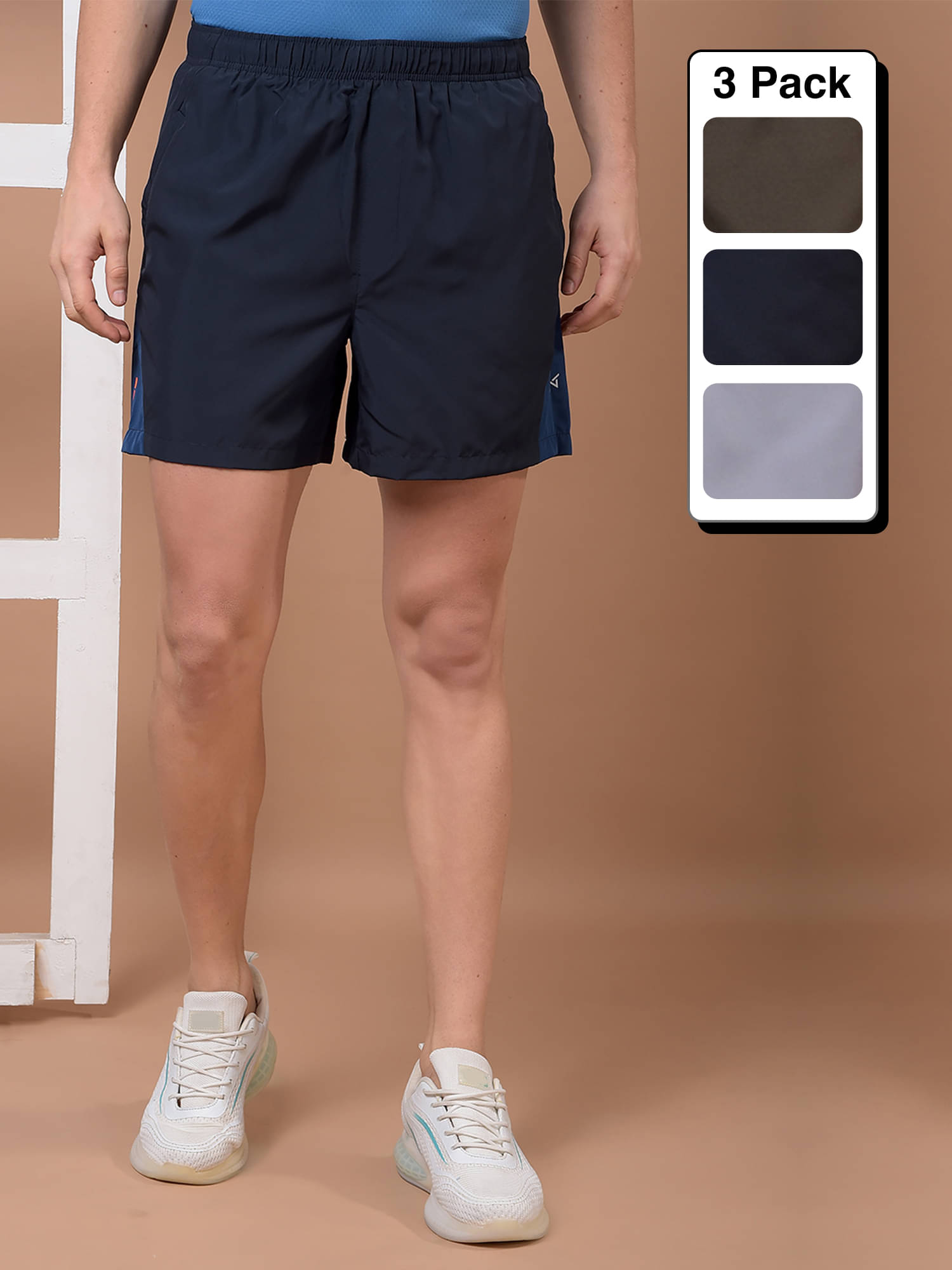     			Force NXT Multicolor Polyester Men's Gym Shorts ( Pack of 3 )