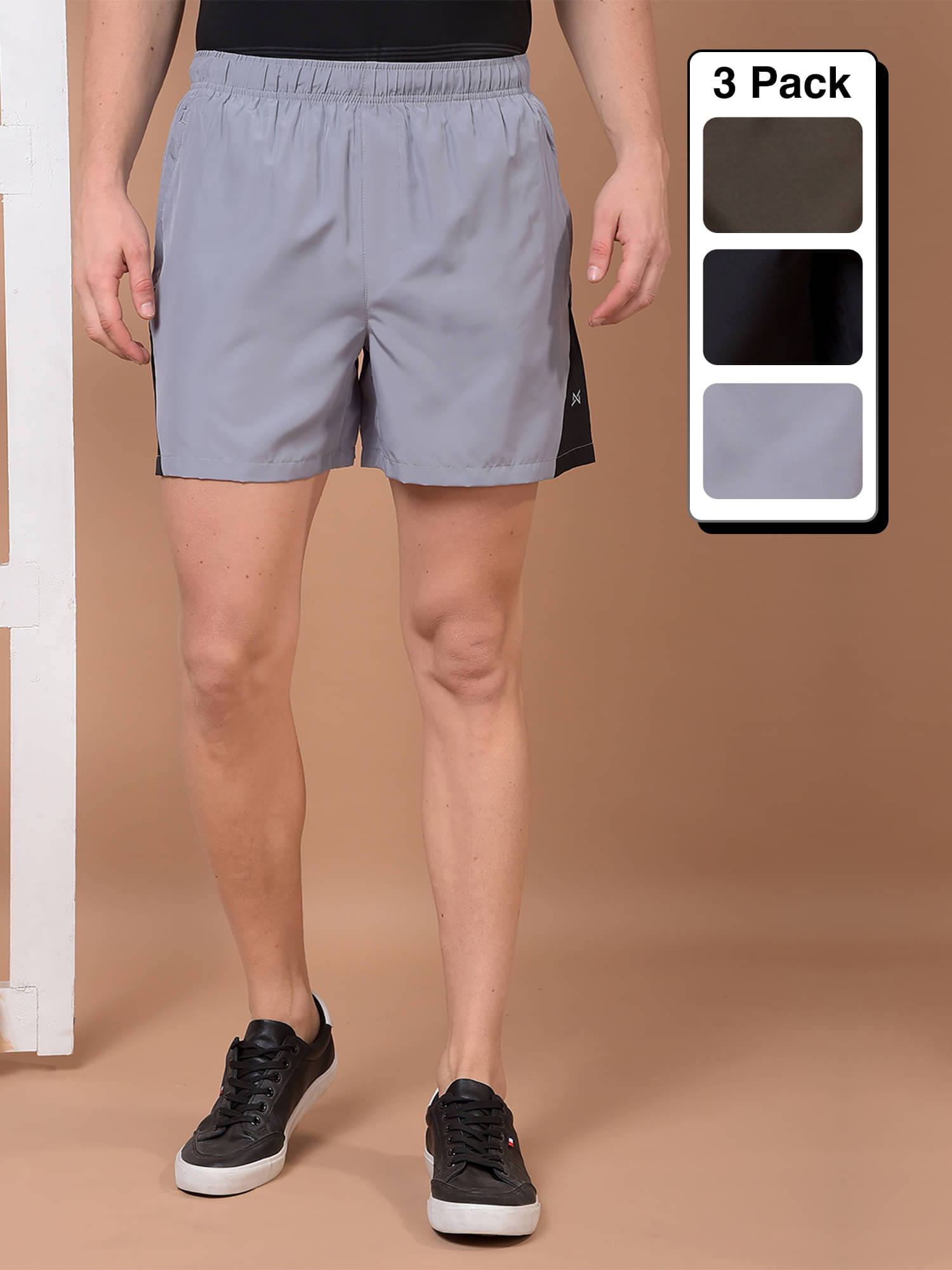     			Force NXT Multicolor Polyester Men's Gym Shorts ( Pack of 3 )
