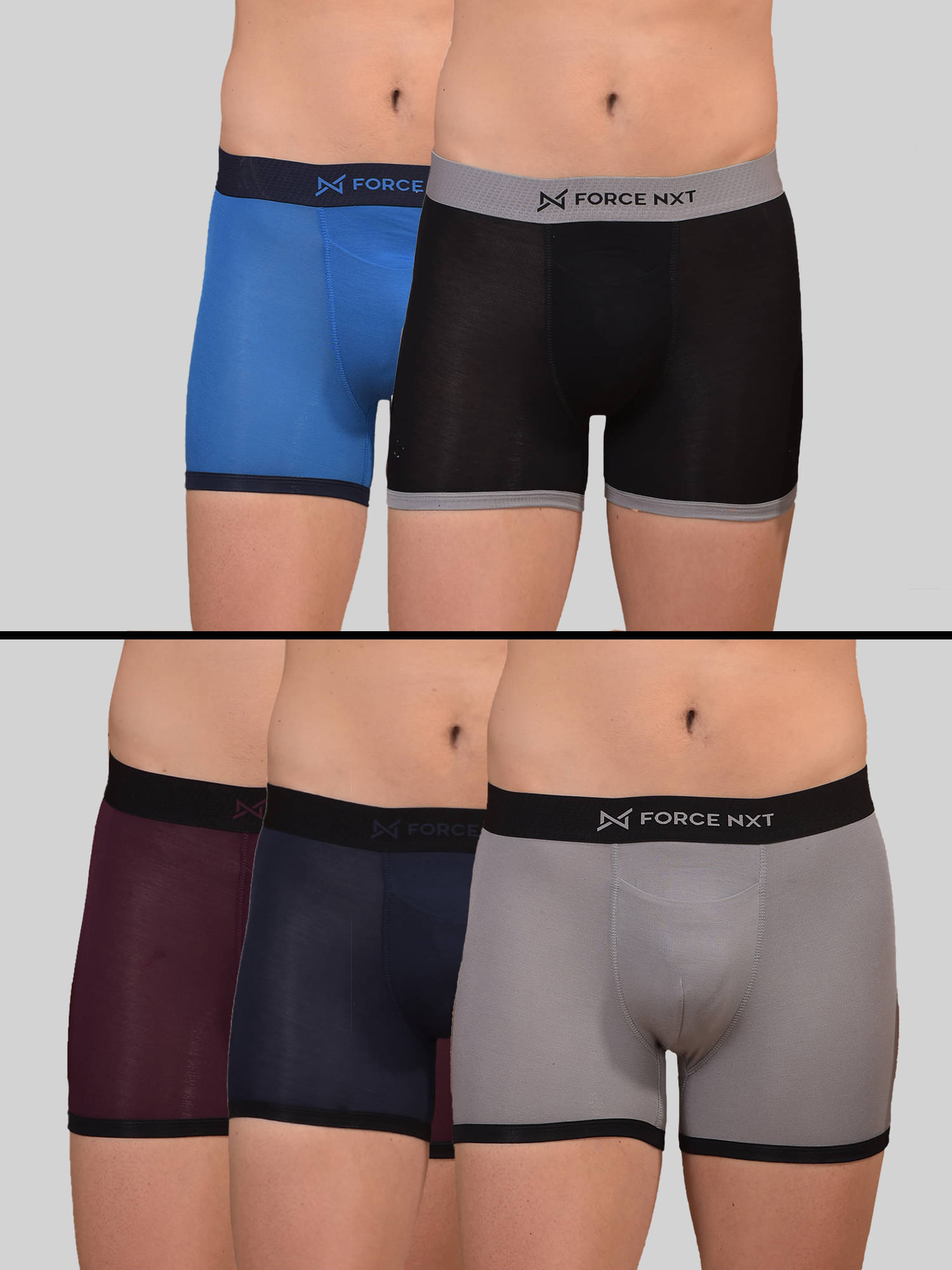 Force NXT Pack of 5 Modal Trunks For Men's ( Multicolor11 ) Force NXT Pack of 5 Modal Trunks For Men's ( Multicolor11 )