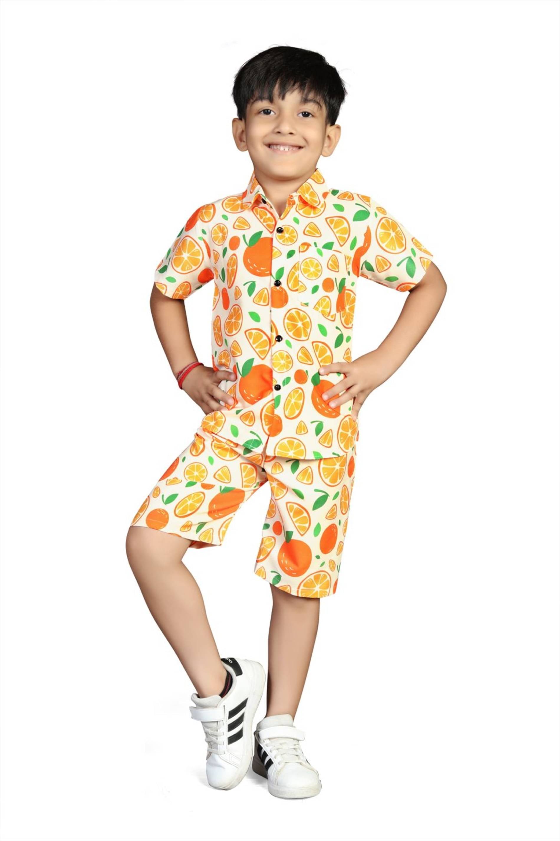     			Formulate clothing Pack of 1 Baby Boys Cotton Blend Shirt & Shorts Set ( Orange )