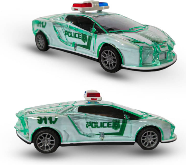     			Friction Powered Police Car Toy - Push & Go Vehicle (Model 1007, Green)
