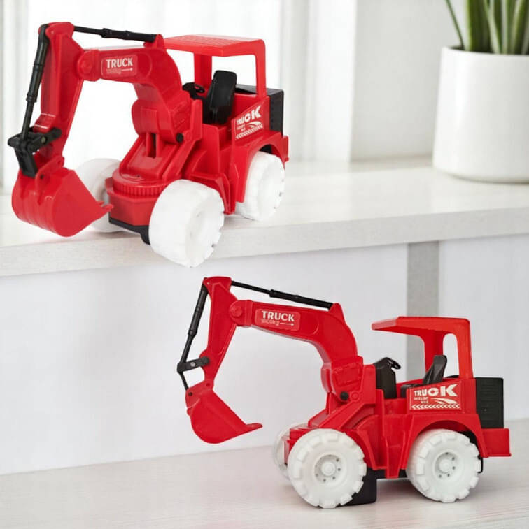     			Construction Vehicle Toy - Battery Operated Bo JCB Style Digger for Kids with Lights & Sound (Model 8031, Red)