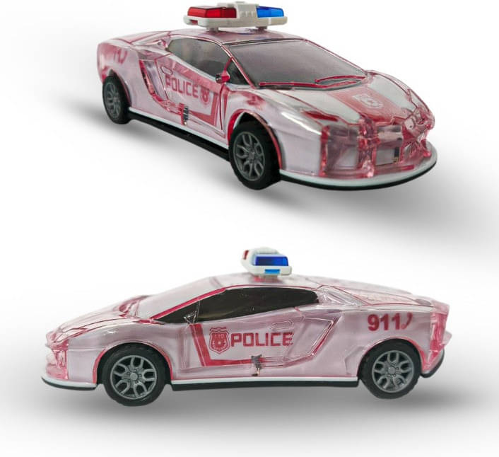     			Friction Powered Police Car Toy - Push and Go Vehicle (Red, Model 1007)