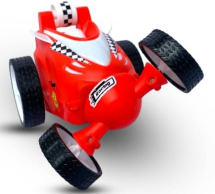     			Gurukrupa Small Stunt Car Toy - 360 Degree Rotating Rechargeable Flip Car with LED Lights & USB Cable (Model 368, Red)