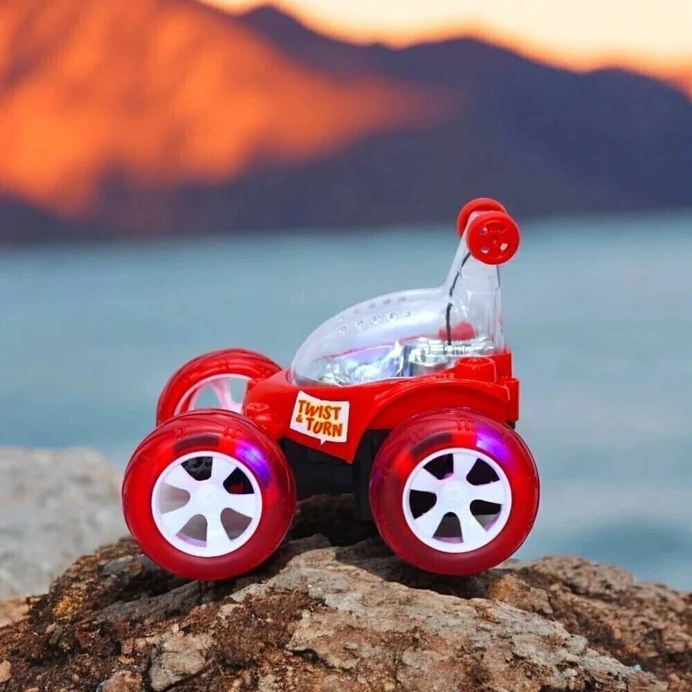     			360 Degree Rotating Stunt Car Toy - Rechargeable Flip Car with LED Lights & USB Cable (Model 9802, Red)