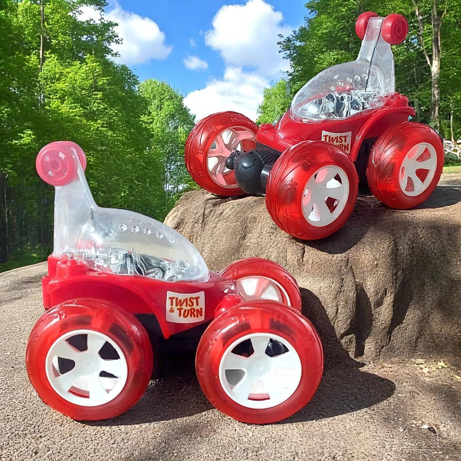 Gurukrupa 9802 Rechargeable Red Remote Control Stunt Car - 360 Degree Rotating Double-Sided Flip Toy Vehicle with LED Lights and All-Terrain Wheels for Kids Gurukrupa 9802 Rechargeable Red Remote Control Stunt Car - 360 Degree Rotating Double-Sided Flip Toy Vehicle with LED Lights and All-Terrain Wheels for Kids