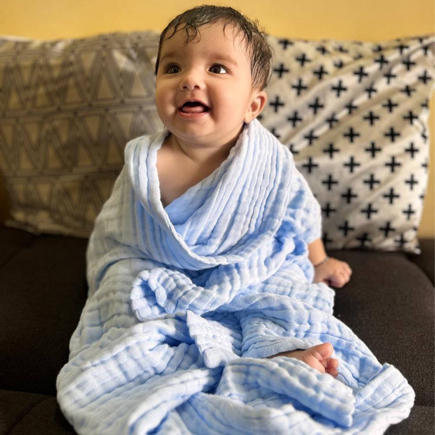     			HONOR YOUR HOME Blue Cotton Baby AC Blanket ( Pack of 1 )