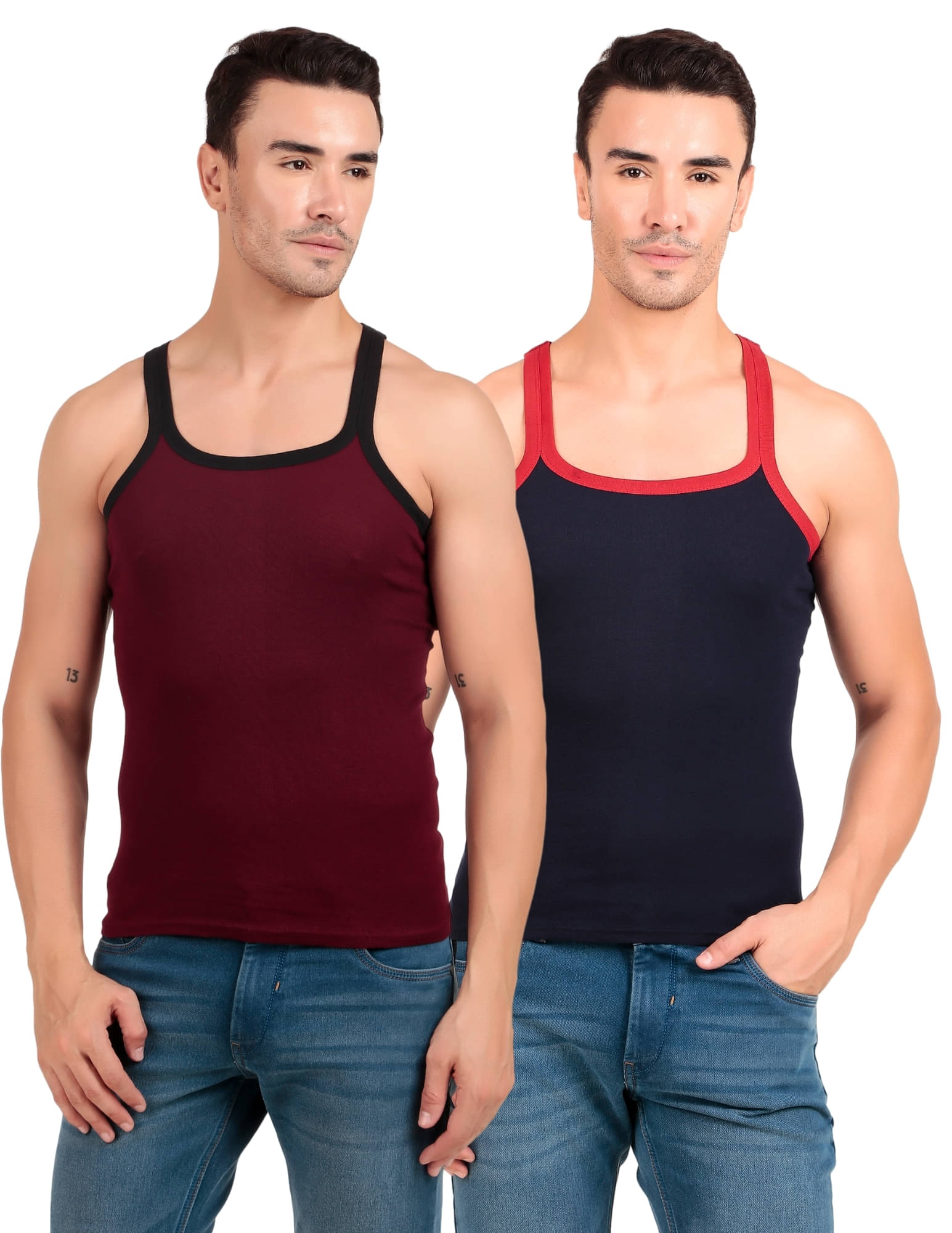     			Inner Element Pack of 2 Cotton Gym Vest For Men ( Multicolor1 )