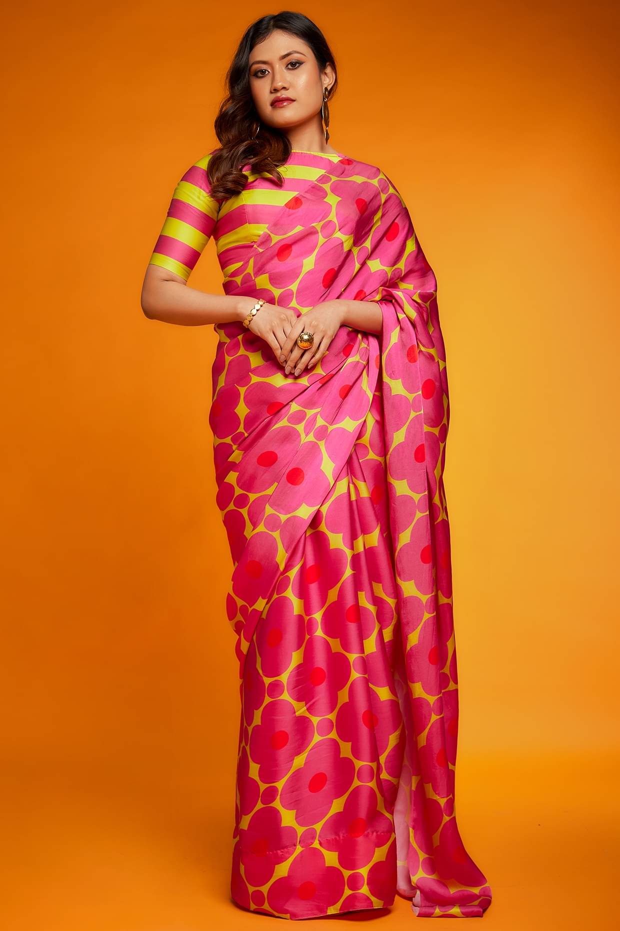 JINAL & JINAL Satin Printed Chanderi saree With Unstitched Blouse Piece ( Pink ) JINAL & JINAL Satin Printed Chanderi saree With Unstitched Blouse Piece ( Pink )