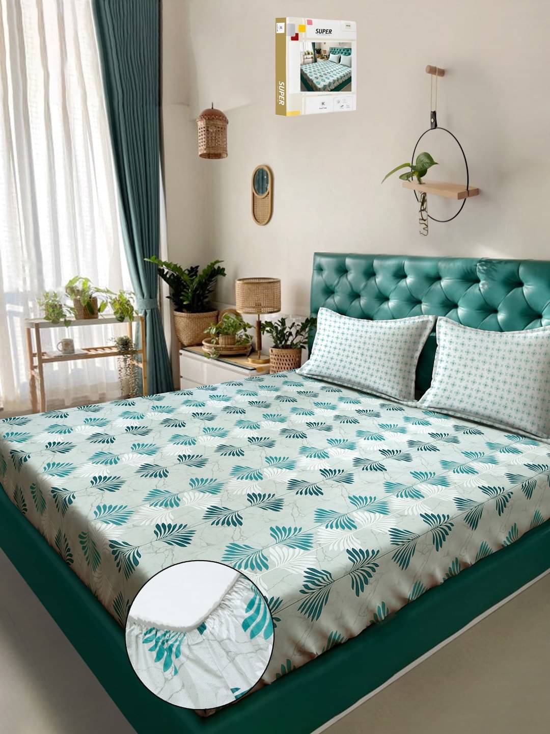 Klotthe Cotton 1 Double King Bedsheet with 2 Pillow Covers ( Green ) Klotthe Cotton 1 Double King Bedsheet with 2 Pillow Covers ( Green )
