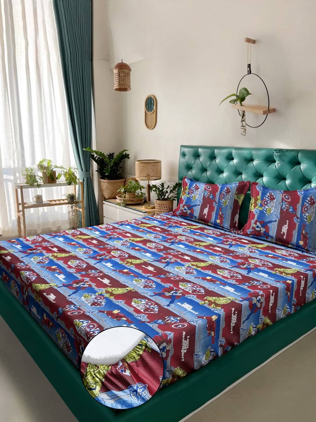     			Klotthe Cotton 1 Double King Bedsheet with 2 Pillow Covers ( Blue )