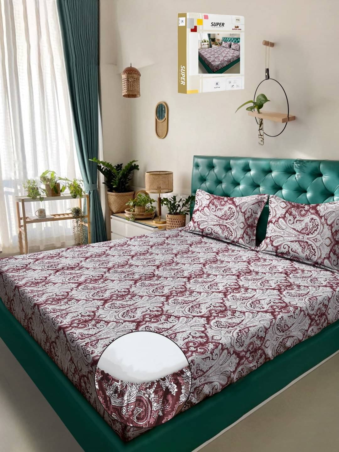     			Klotthe Cotton 1 Double King Bedsheet with 2 Pillow Covers ( Maroon )