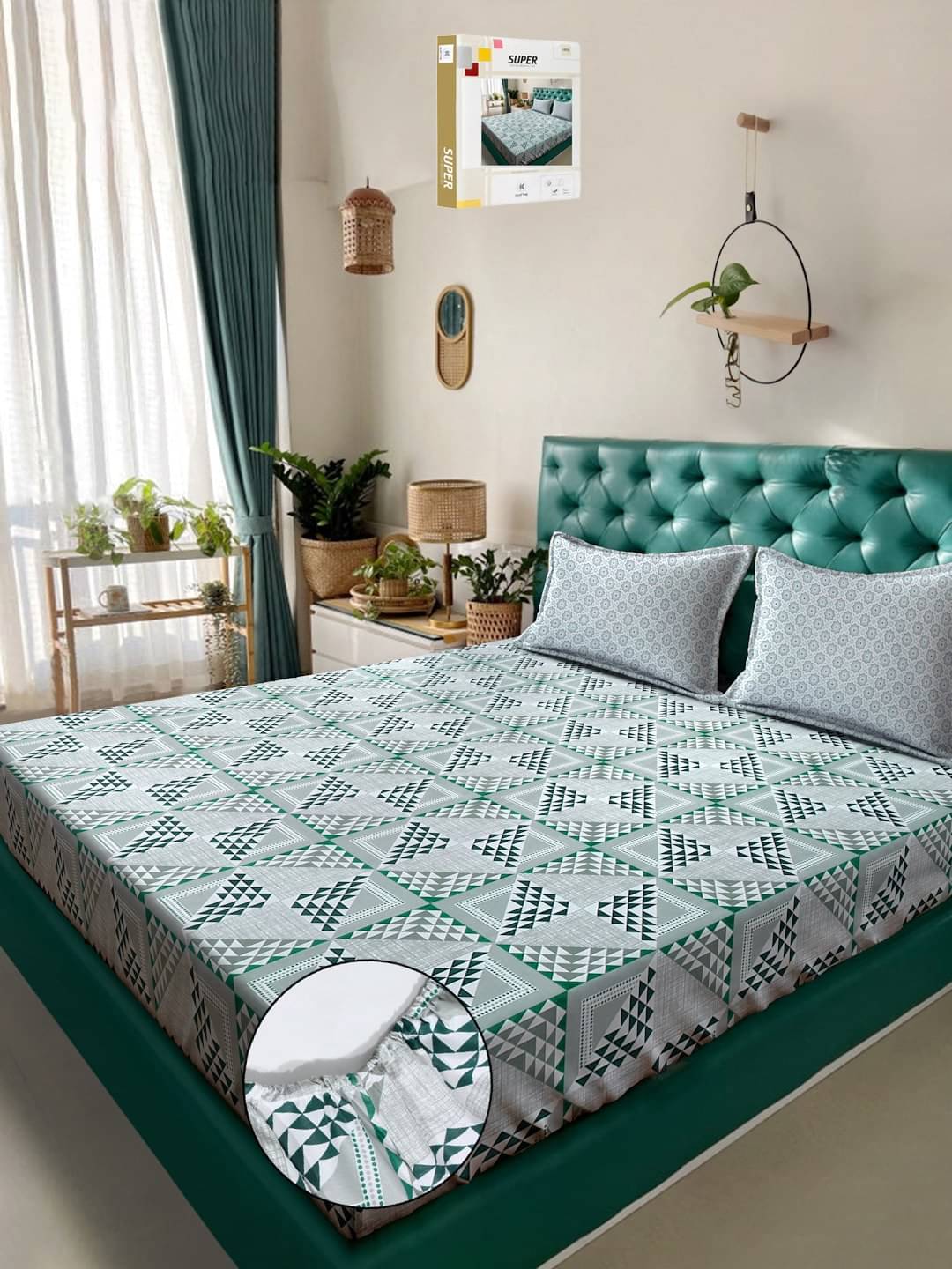 Klotthe Cotton 1 Double King Bedsheet with 2 Pillow Covers ( Green ) Klotthe Cotton 1 Double King Bedsheet with 2 Pillow Covers ( Green )