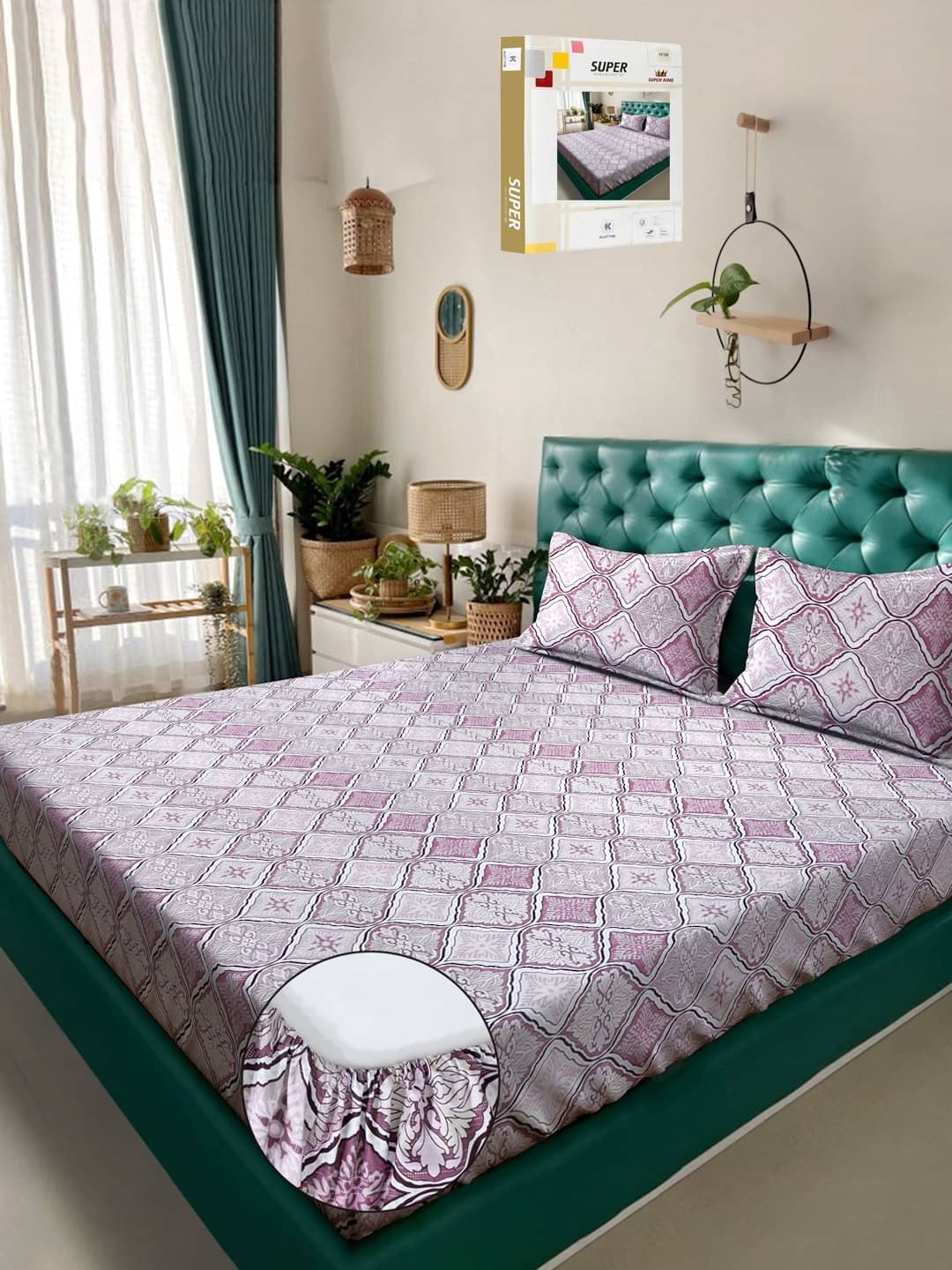 Klotthe Cotton 1 Double King Bedsheet with 2 Pillow Covers ( Purple ) Klotthe Cotton 1 Double King Bedsheet with 2 Pillow Covers ( Purple )