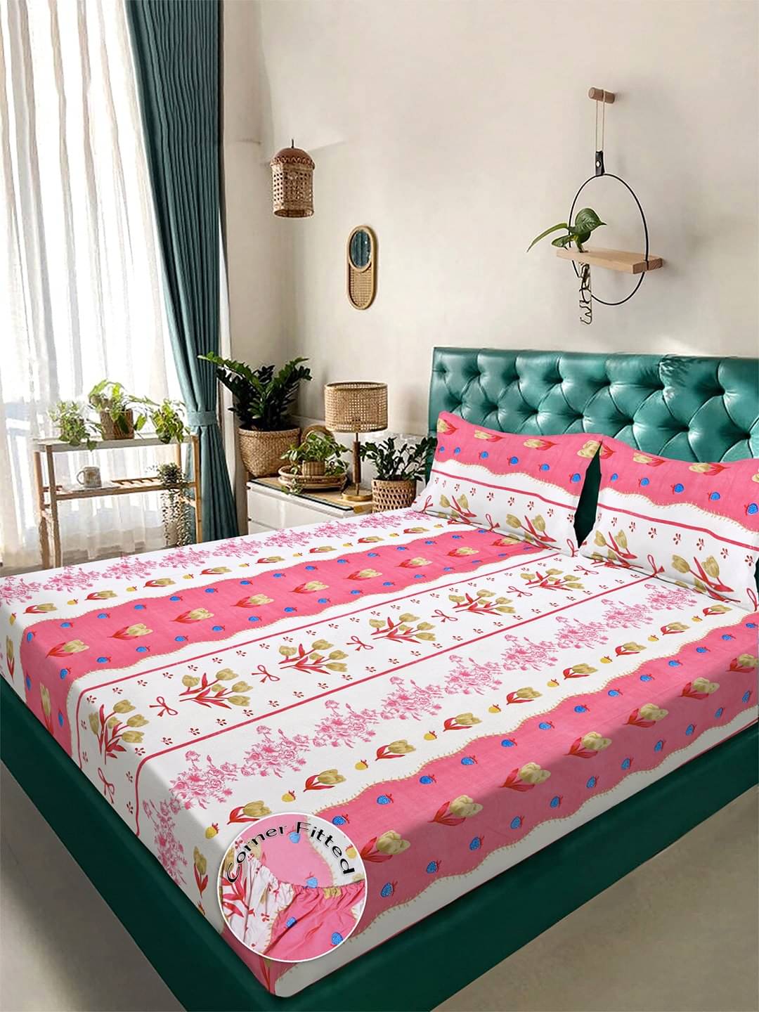 Klotthe Poly Cotton 1 Double King Bedsheet with 2 Pillow Covers ( Pink ) Klotthe Poly Cotton 1 Double King Bedsheet with 2 Pillow Covers ( Pink )