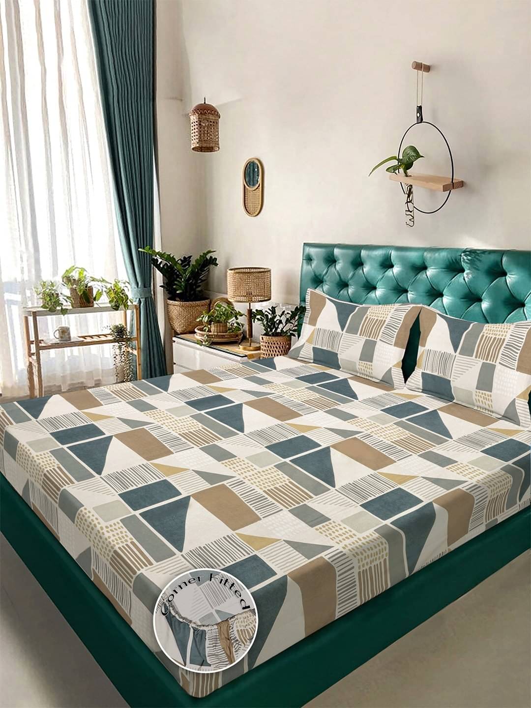     			Klotthe Poly Cotton 1 Double King Bedsheet with 2 Pillow Covers ( Multicolor )