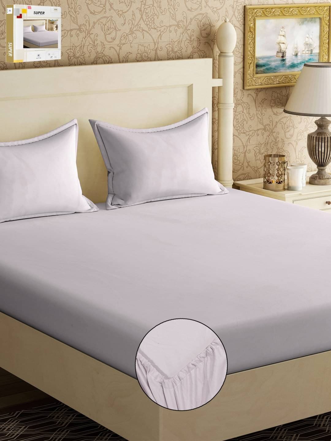 Klotthe Poly Cotton 1 Double King Bedsheet with 2 Pillow Covers ( Beige )     			Klotthe Poly Cotton 1 Double King Bedsheet with 2 Pillow Covers ( Beige )