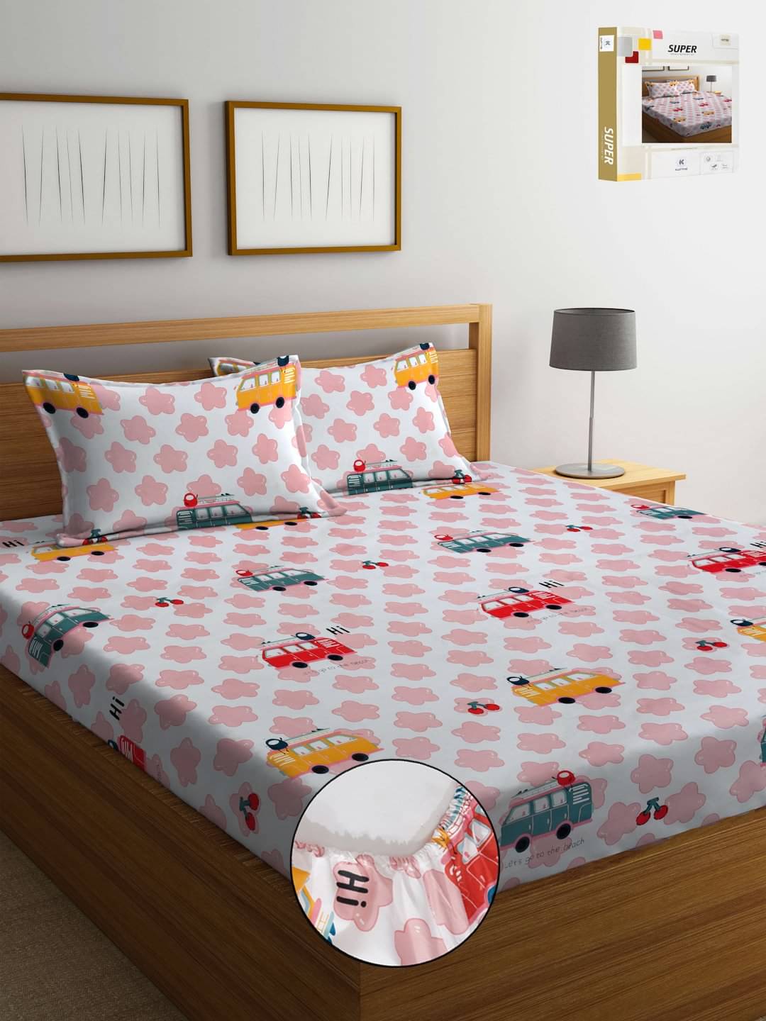 Klotthe Poly Cotton 1 Double King Bedsheet with 2 Pillow Covers ( Multicolor )     			Klotthe Poly Cotton 1 Double King Bedsheet with 2 Pillow Covers ( Multicolor )