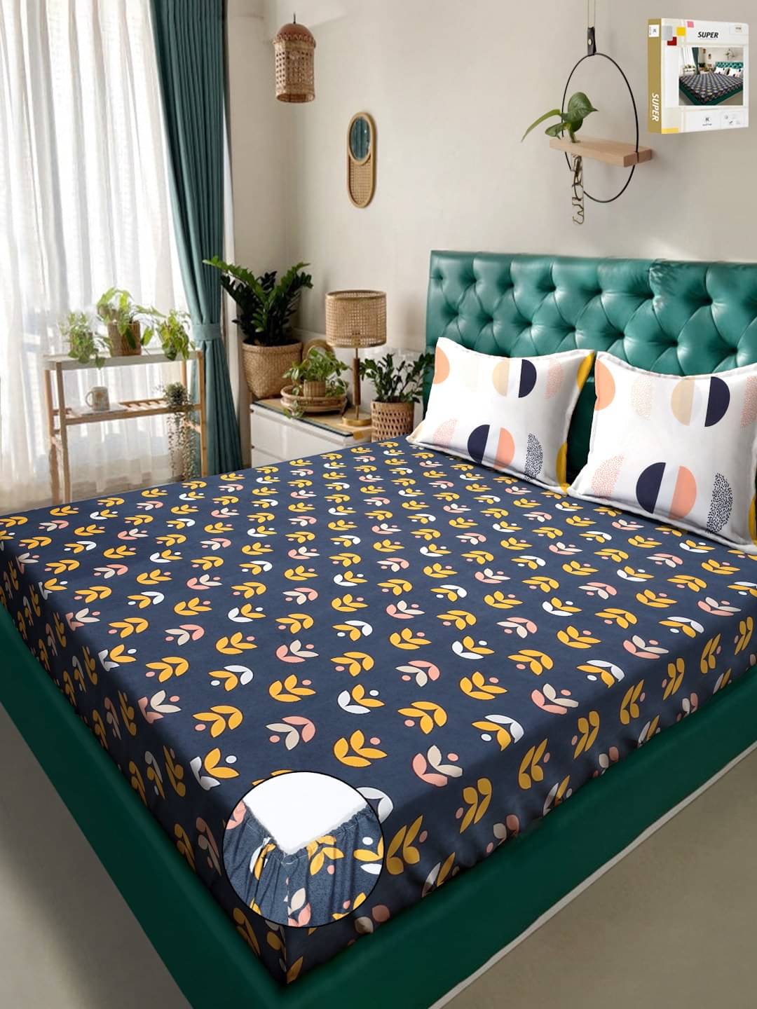 Klotthe Poly Cotton 1 Double King Bedsheet with 2 Pillow Covers ( Blue ) Klotthe Poly Cotton 1 Double King Bedsheet with 2 Pillow Covers ( Blue )