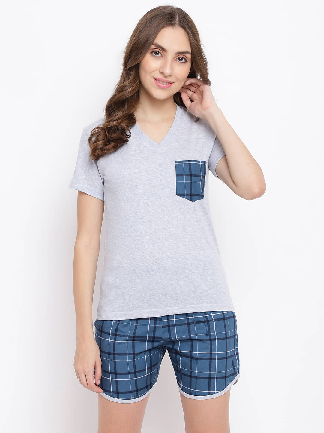     			La Intimo Grey Cotton Women's Nightwear Nightsuit Sets ( Pack of 2 )