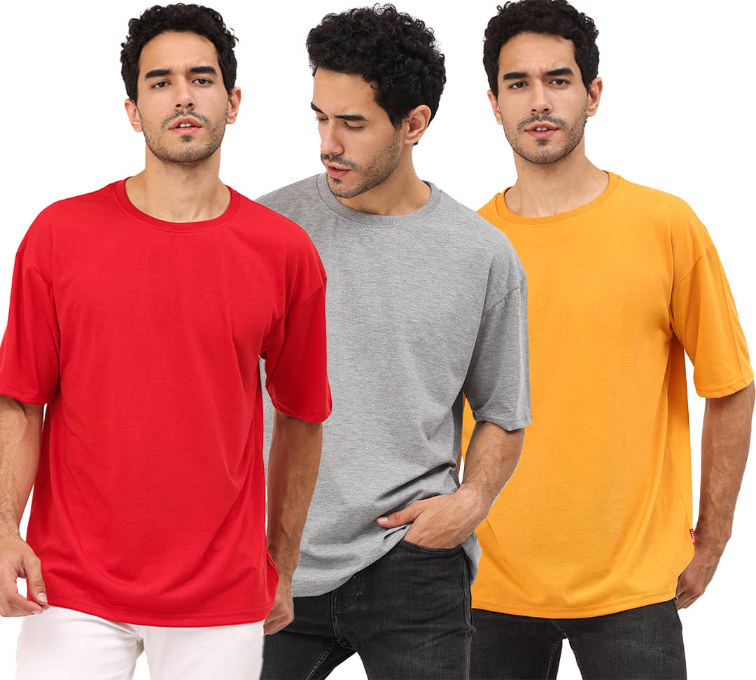     			Leotude Men Cotton Blend Oversized Fit Solid T-Shirt ( Multicolor5 )