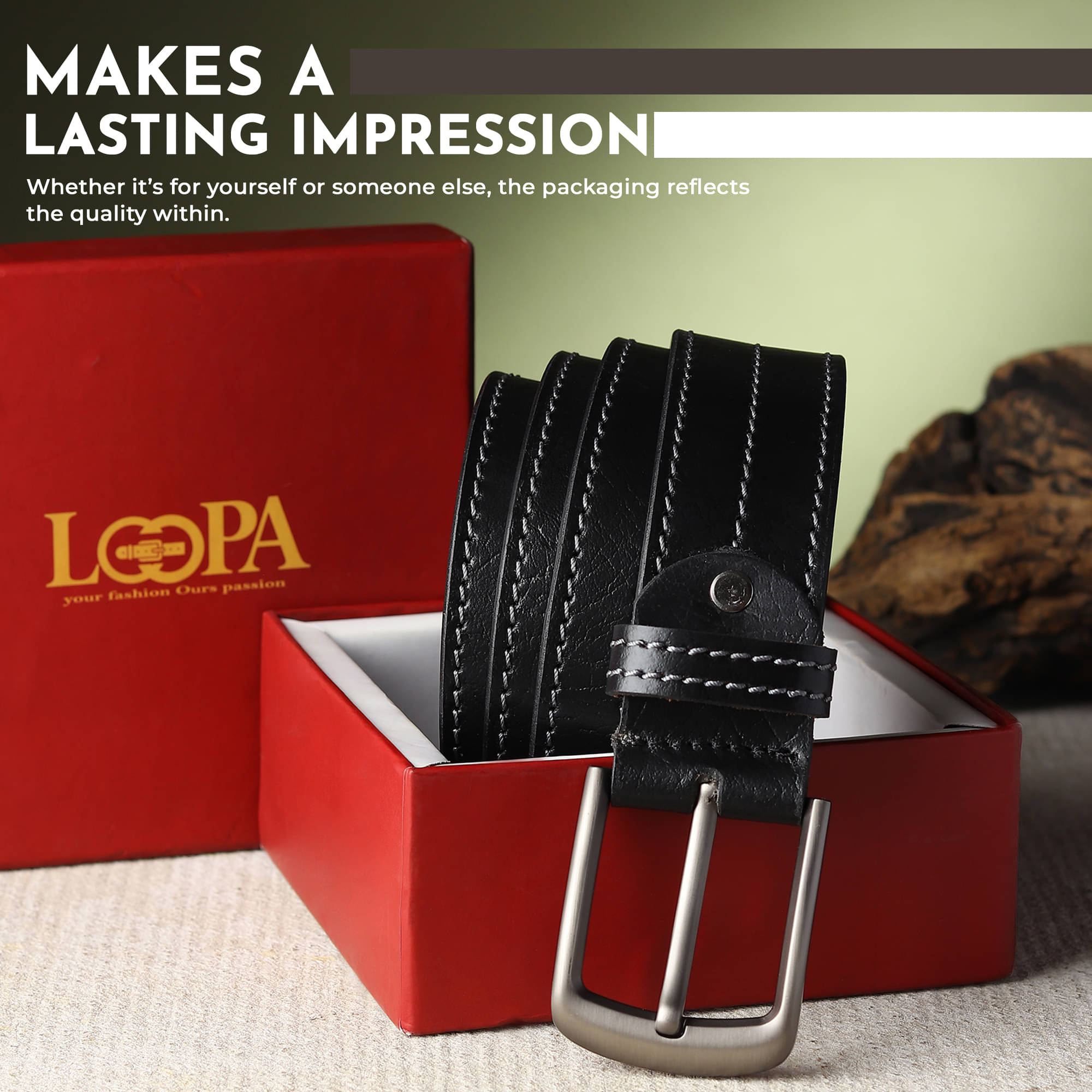     			Loopa - Black 100% Leather Men's Formal Belt ( Pack of 1 )